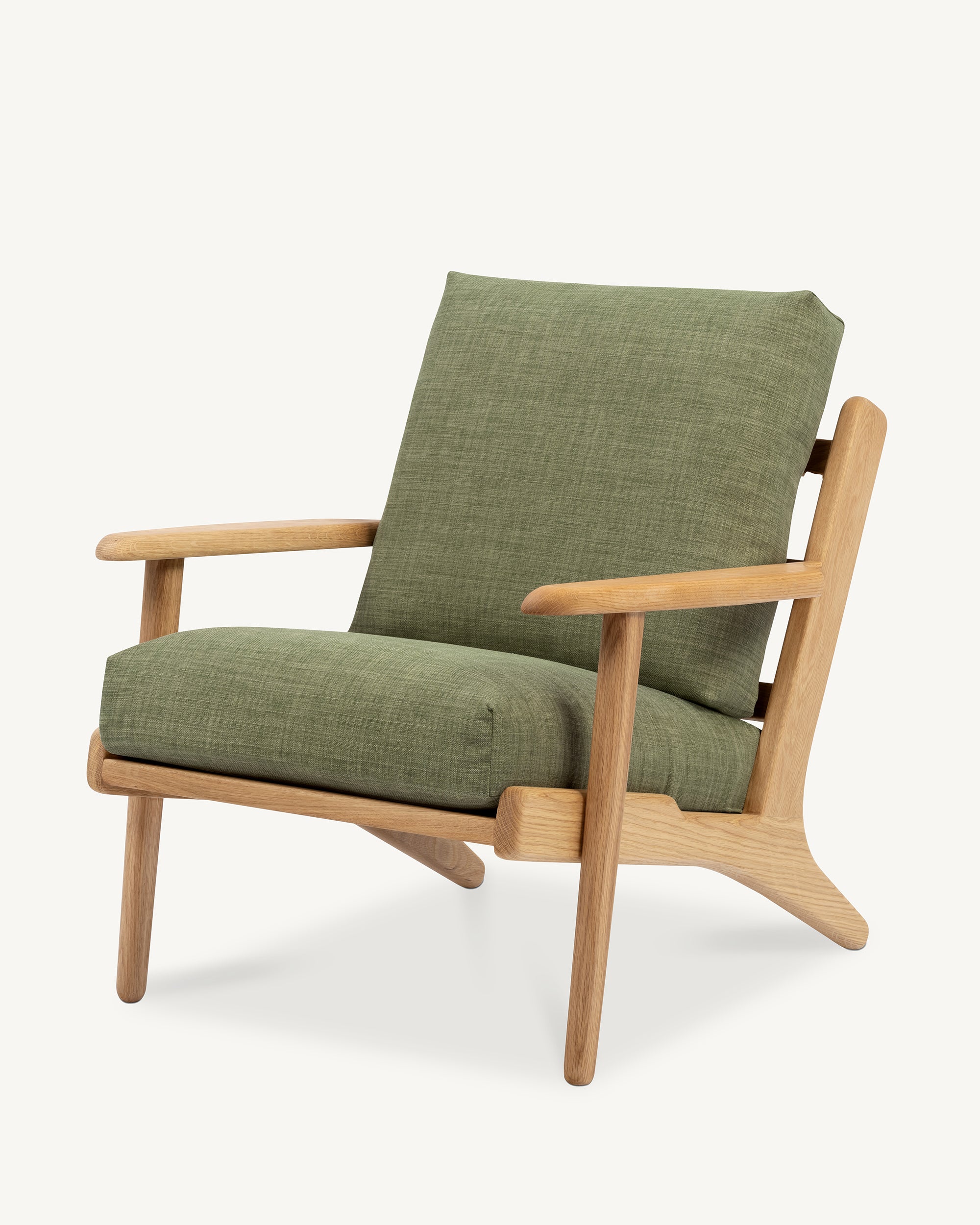 Map Armchair Oak Frame Sage Green Fabric