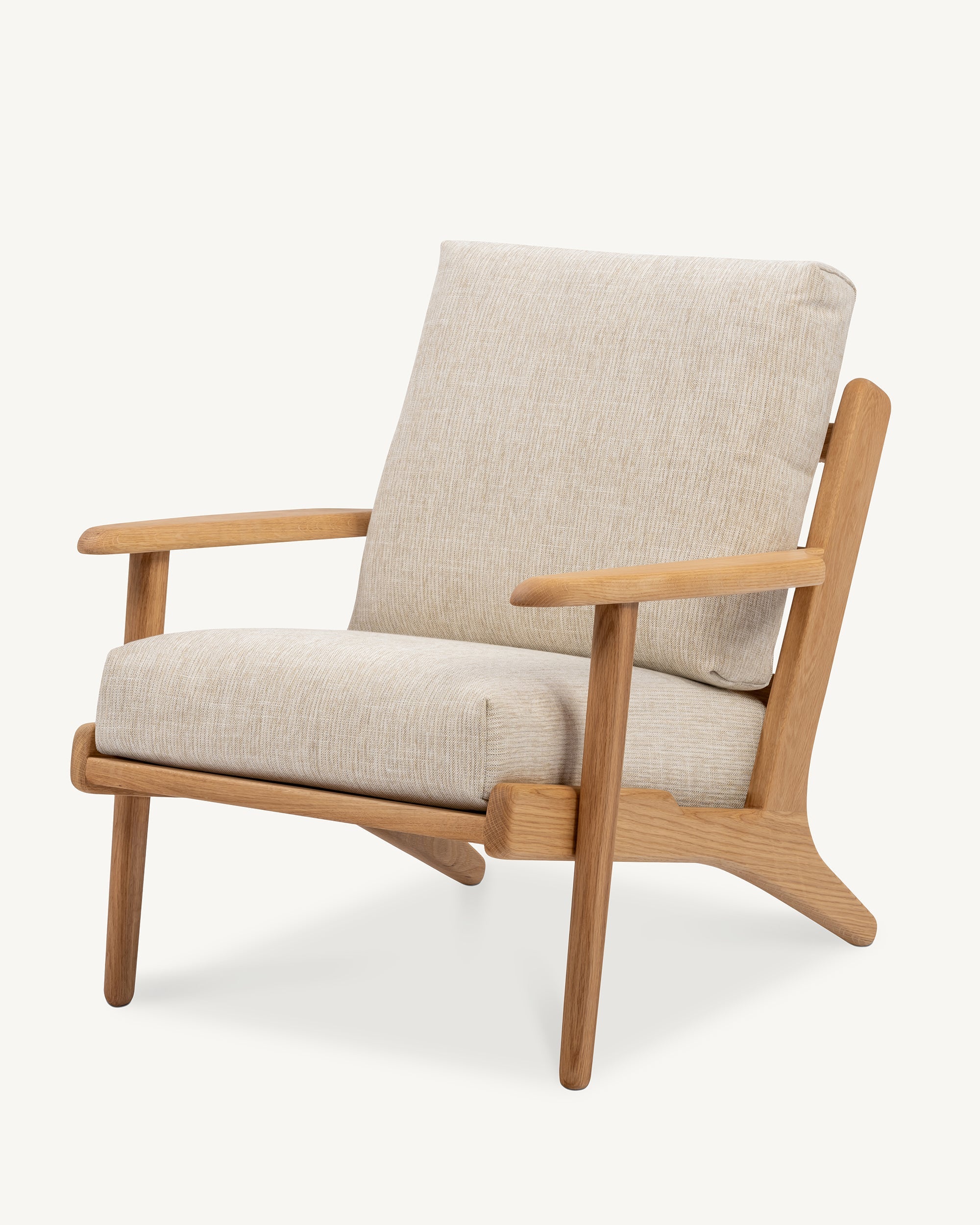 Map Armchair Oak Frame Sandstone Fabric