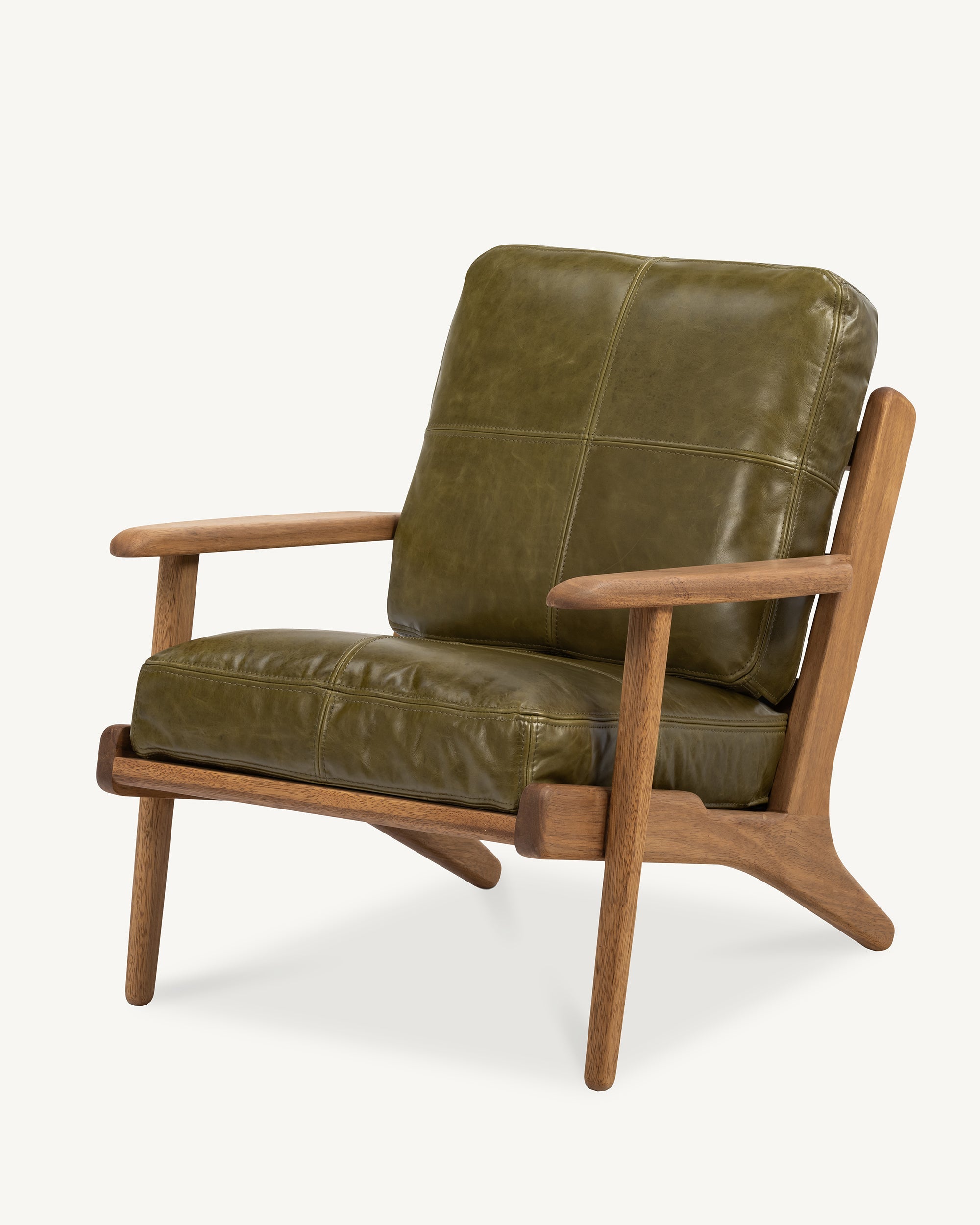 Map Armchair Walnut Frame Green Leather