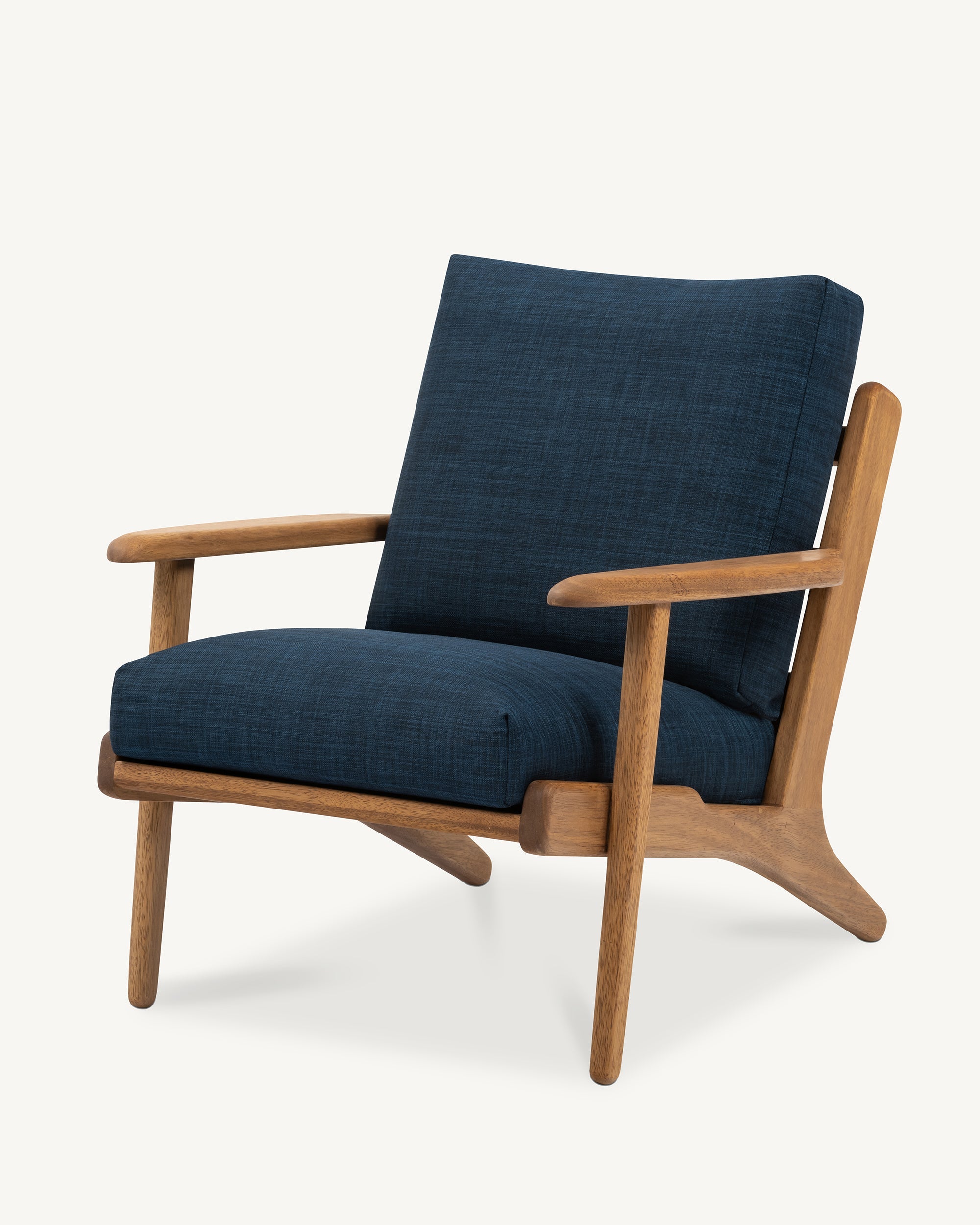 Map Armchair Walnut Frame Royal Blue Fabric