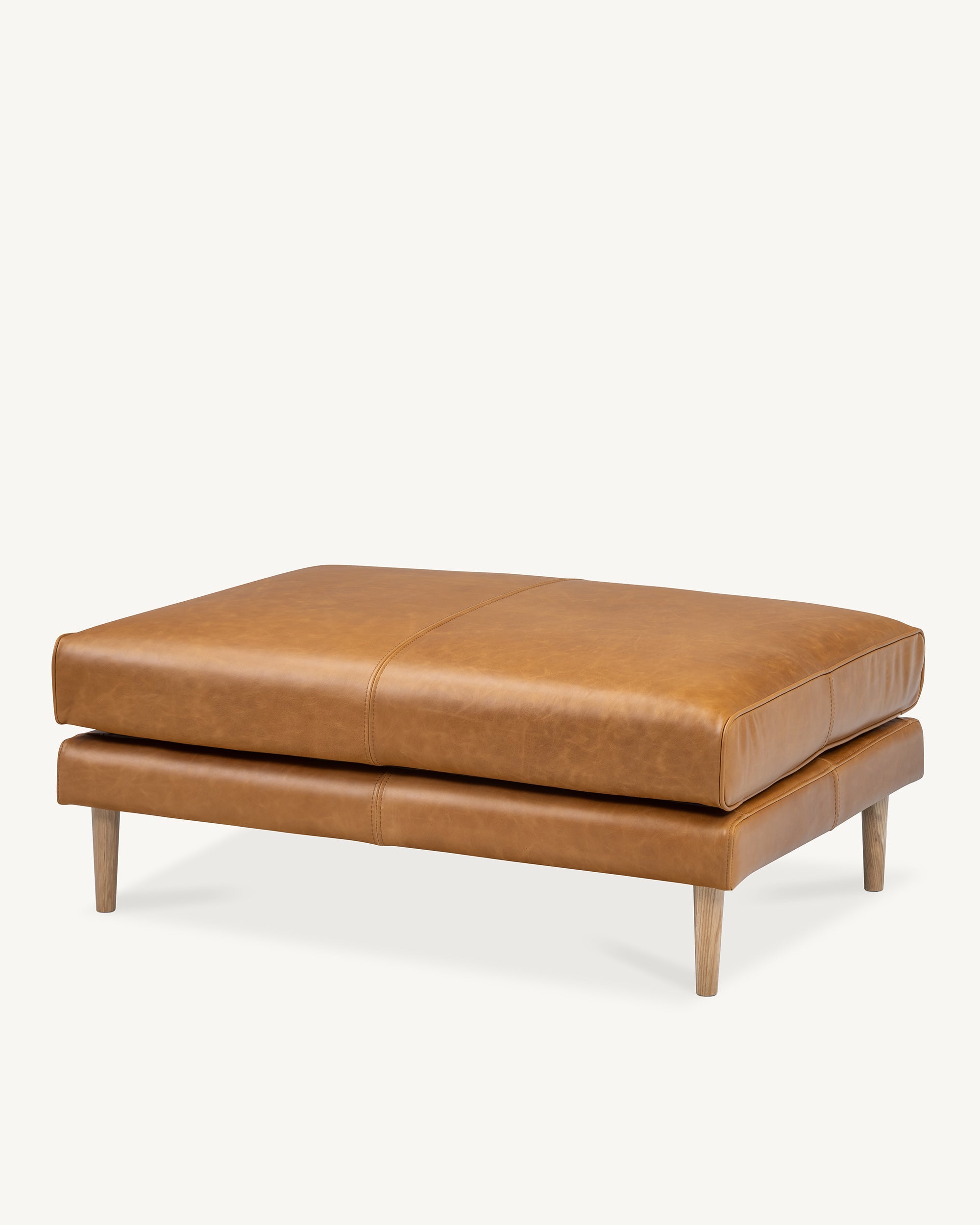 Marvik Ottoman Large Tan Full-Grain Leather