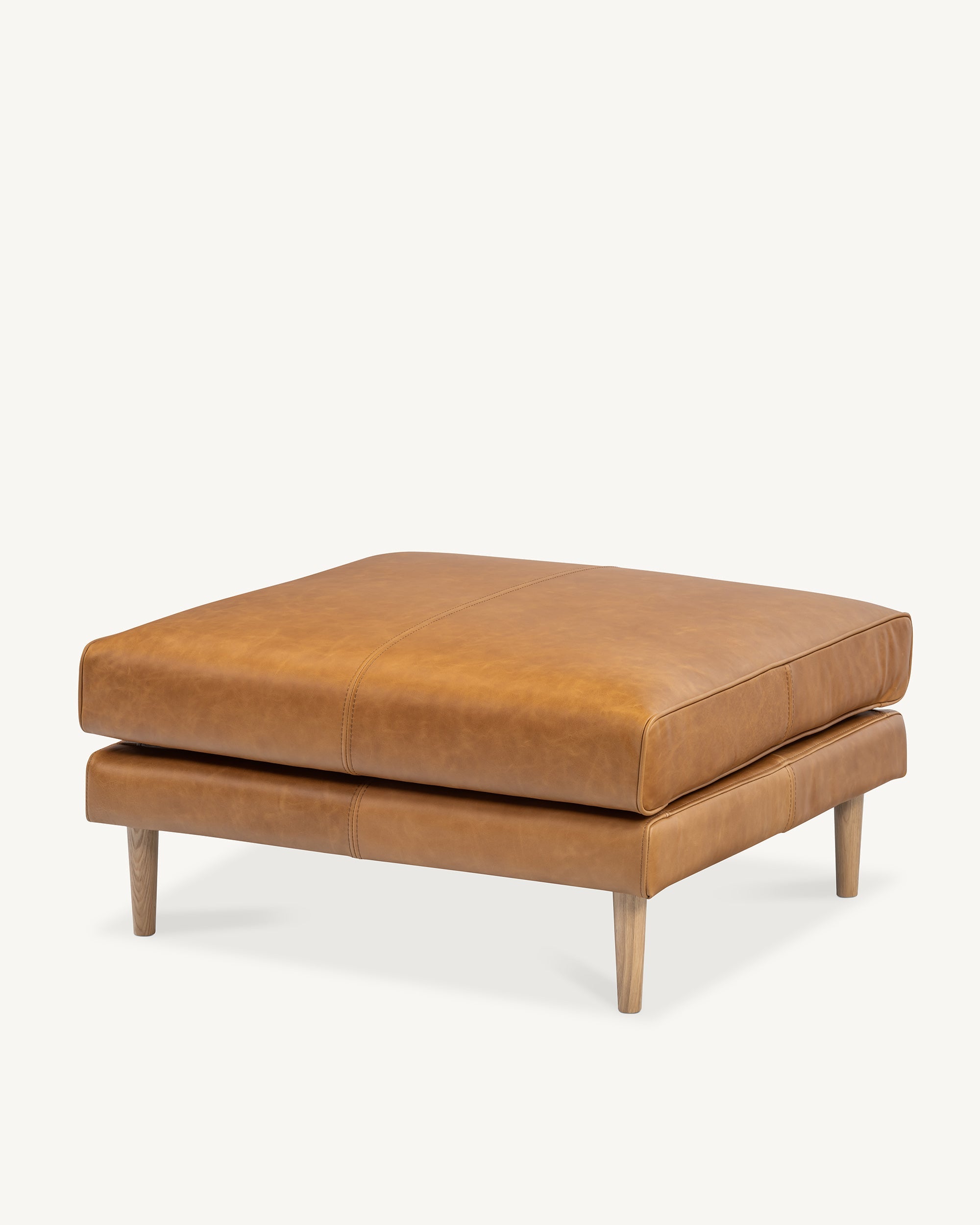 Marvik Ottoman Medium Tan Full-Grain Leather