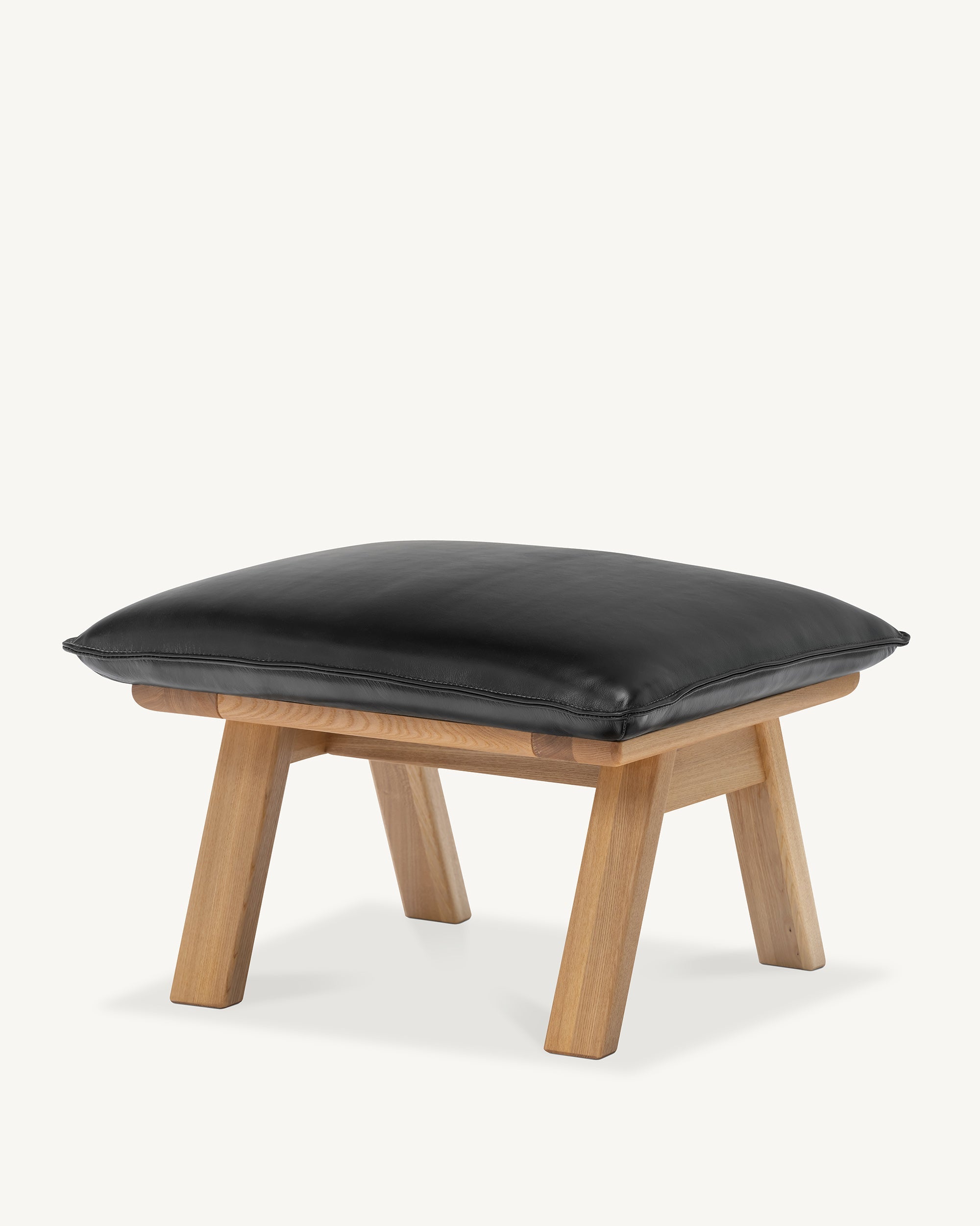 Nord Black Leather Ottoman