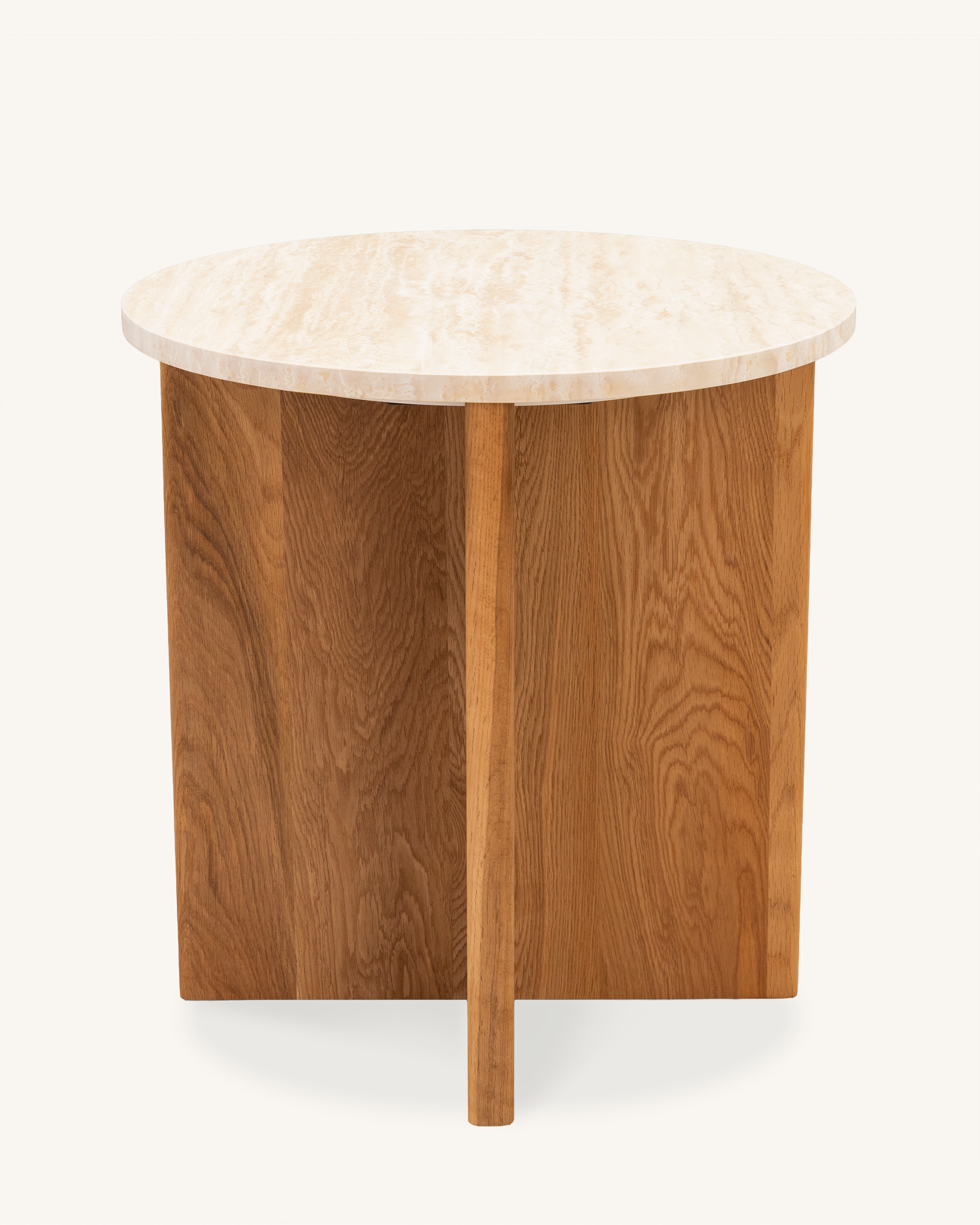 Forest Oak & Travertine Round Side Table