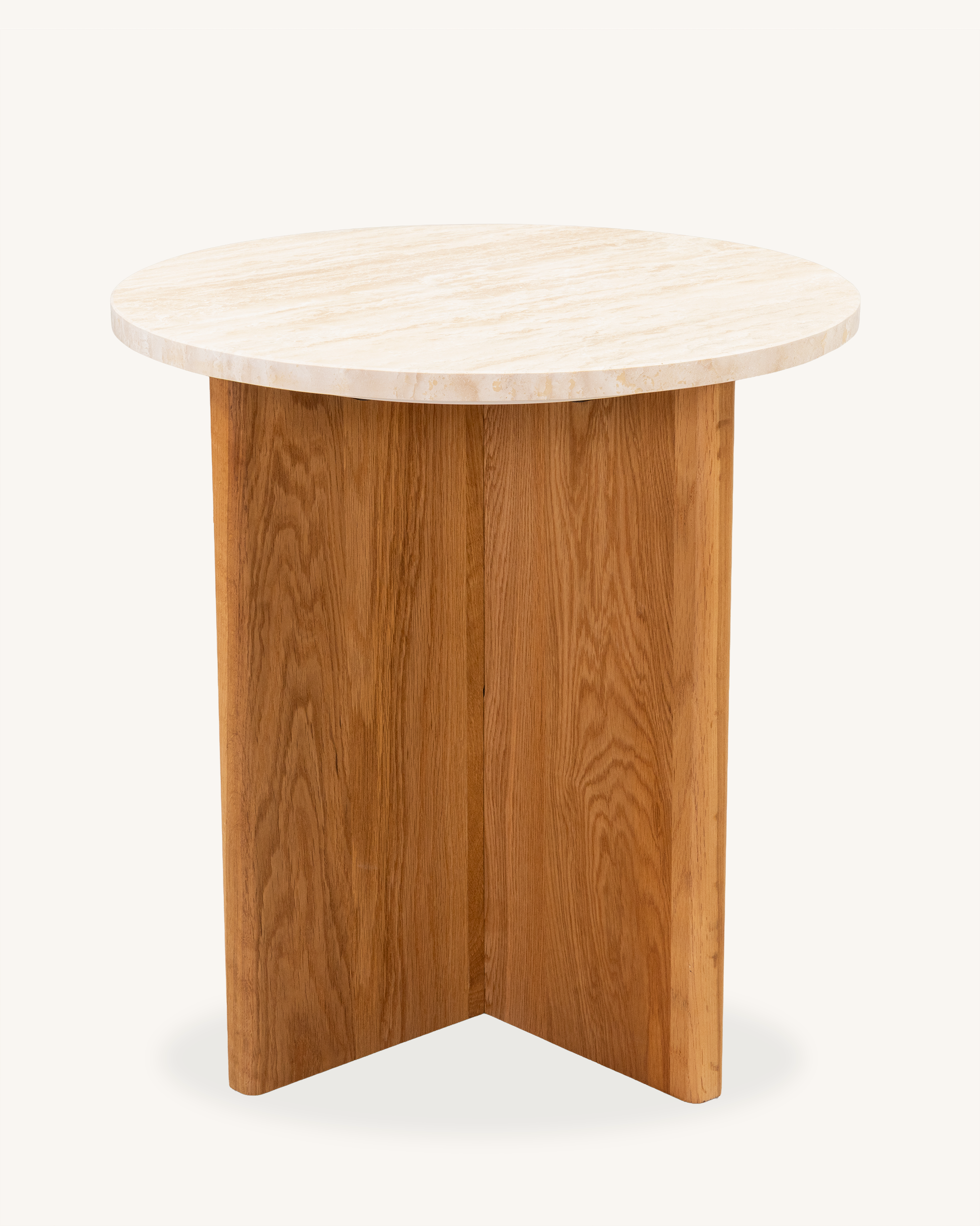 Forest Oak & Travertine Round Side Table