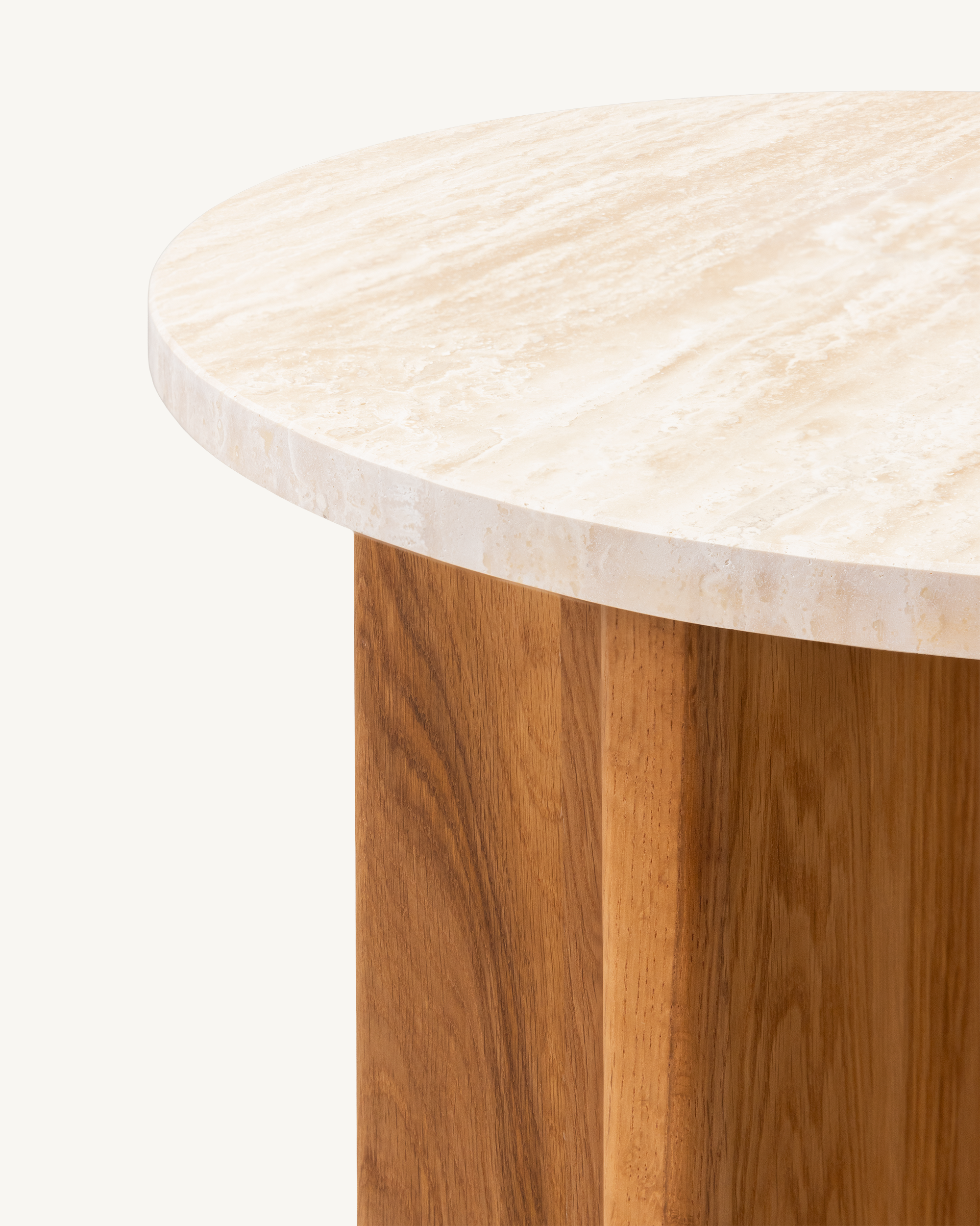 Forest Oak & Travertine Round Side Table