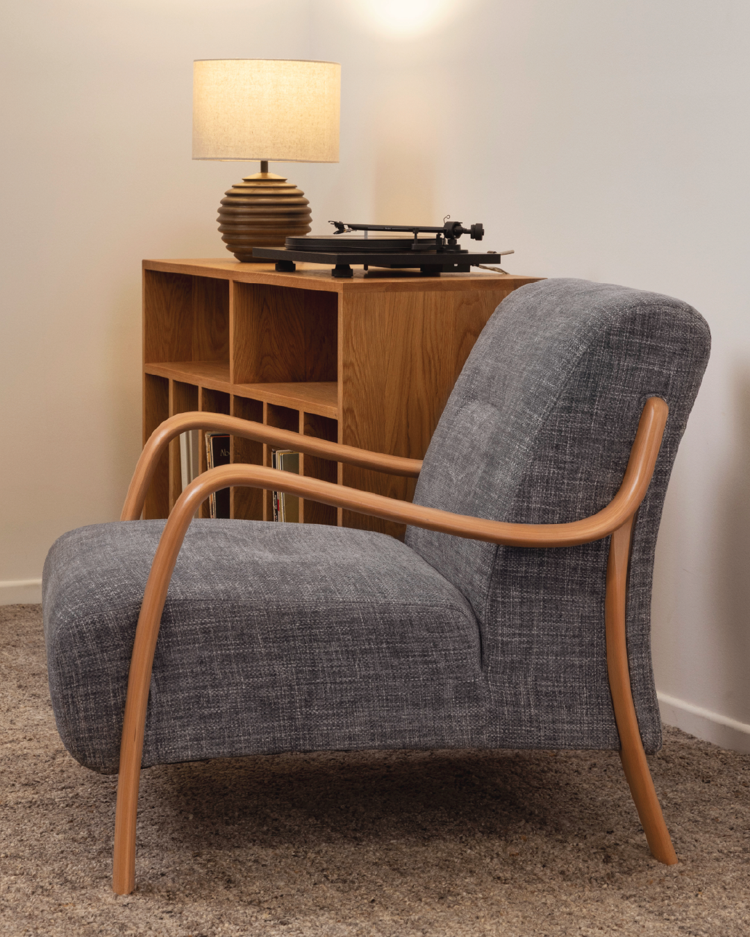 Beech Mid-Century Armchair Sea Haze