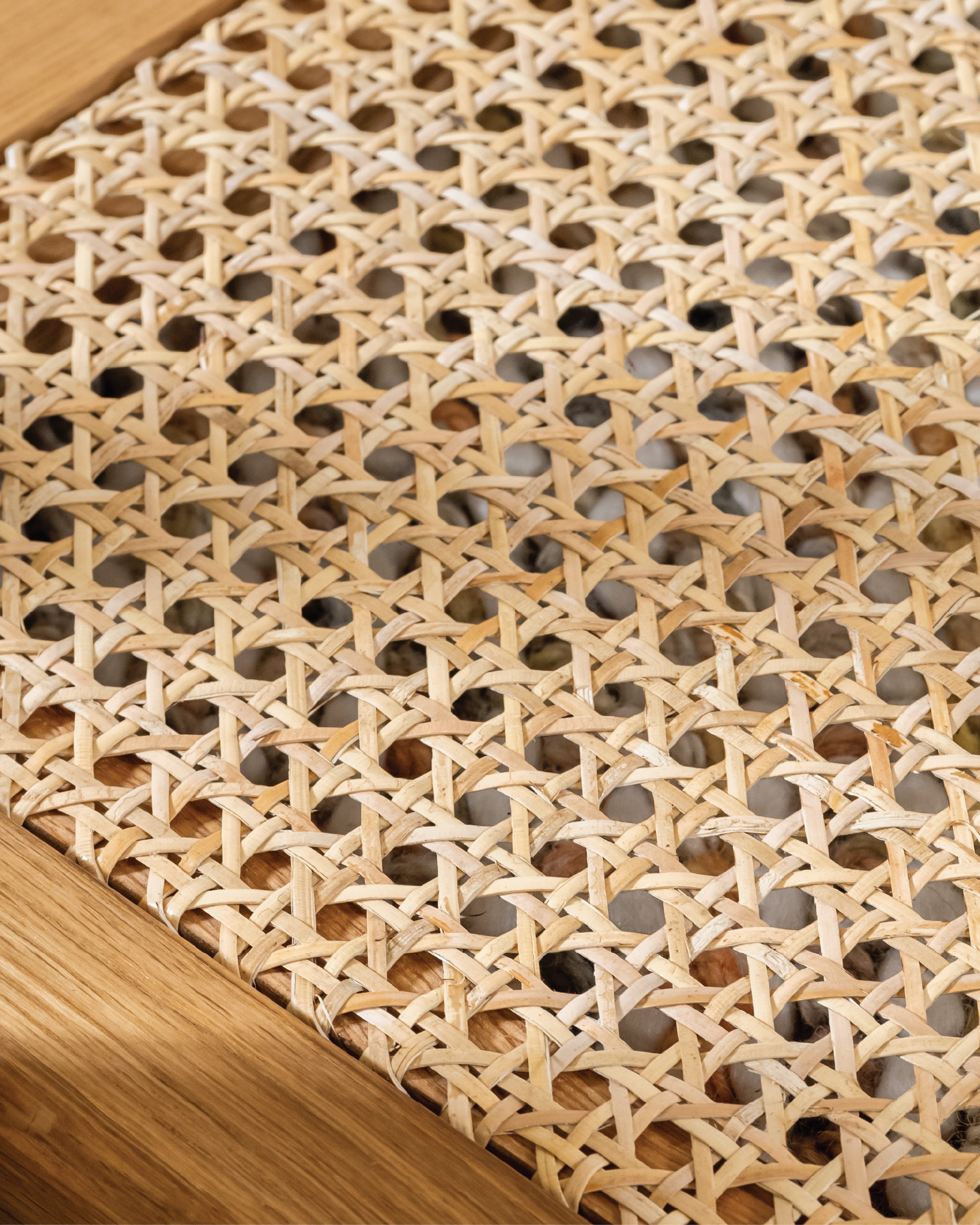 Forest Nest of Oak and Rattan Glass Coffee Tables