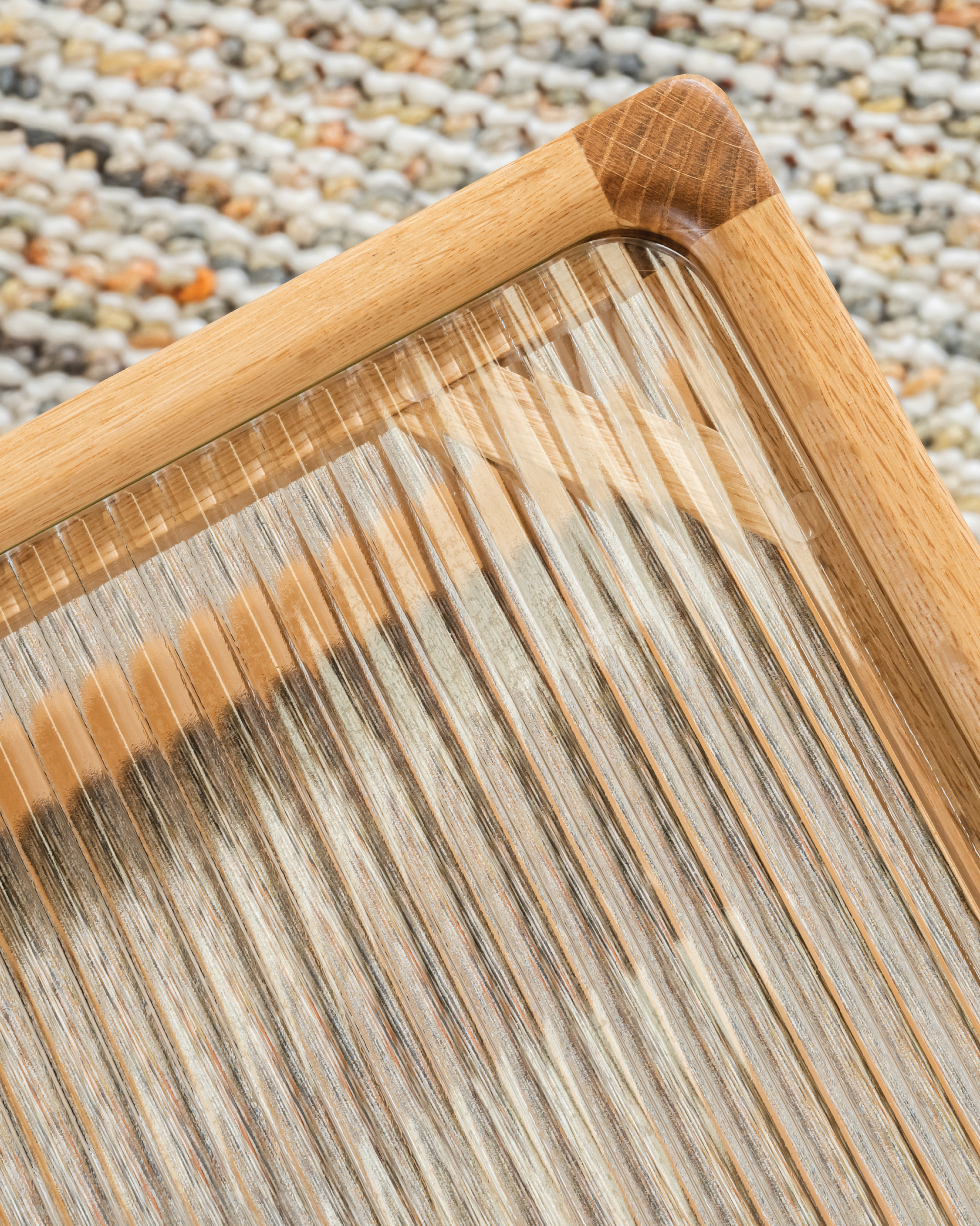 Forest Nest of Oak and Rattan Glass Coffee Tables