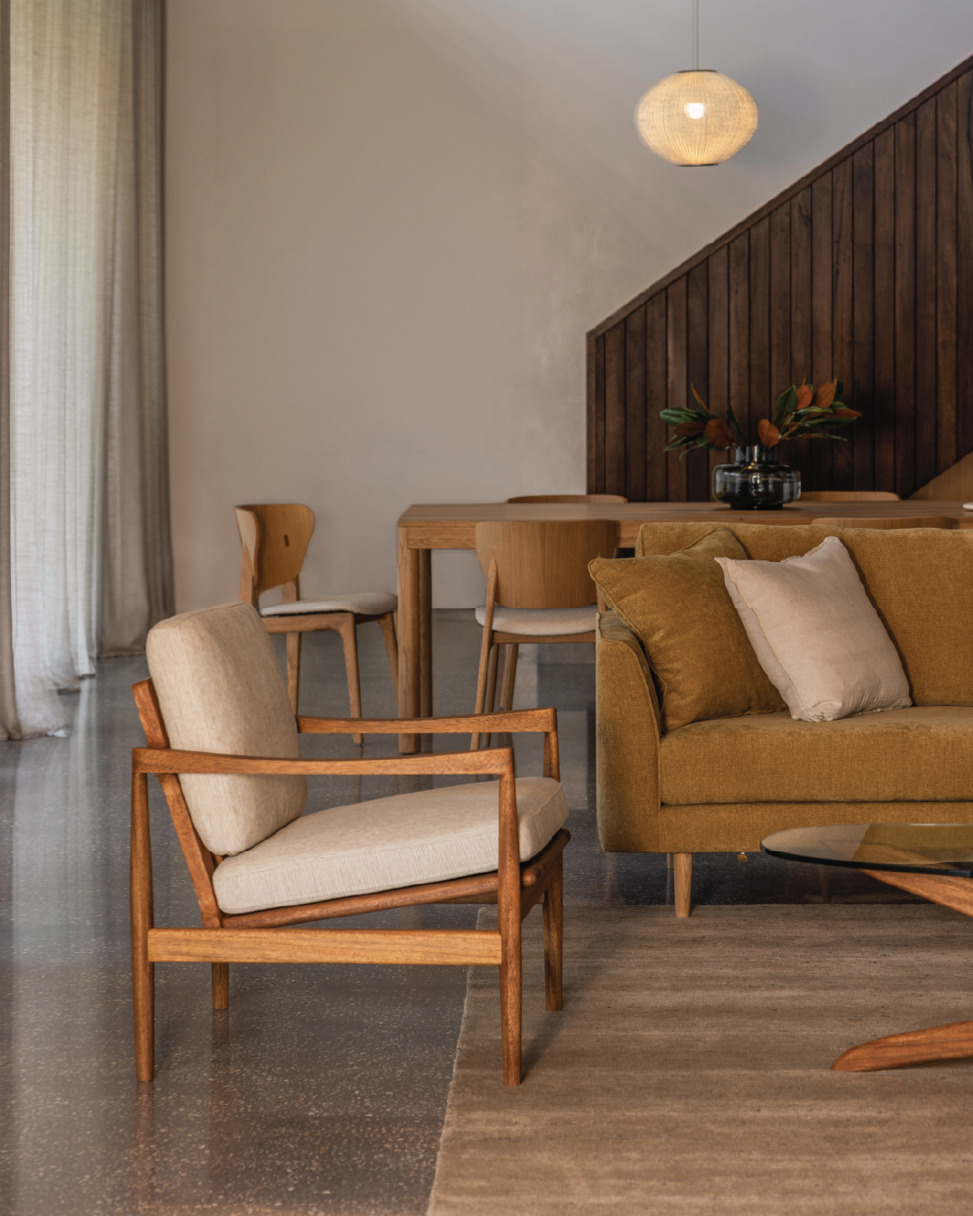 Den Armchair - Walnut & Fabric