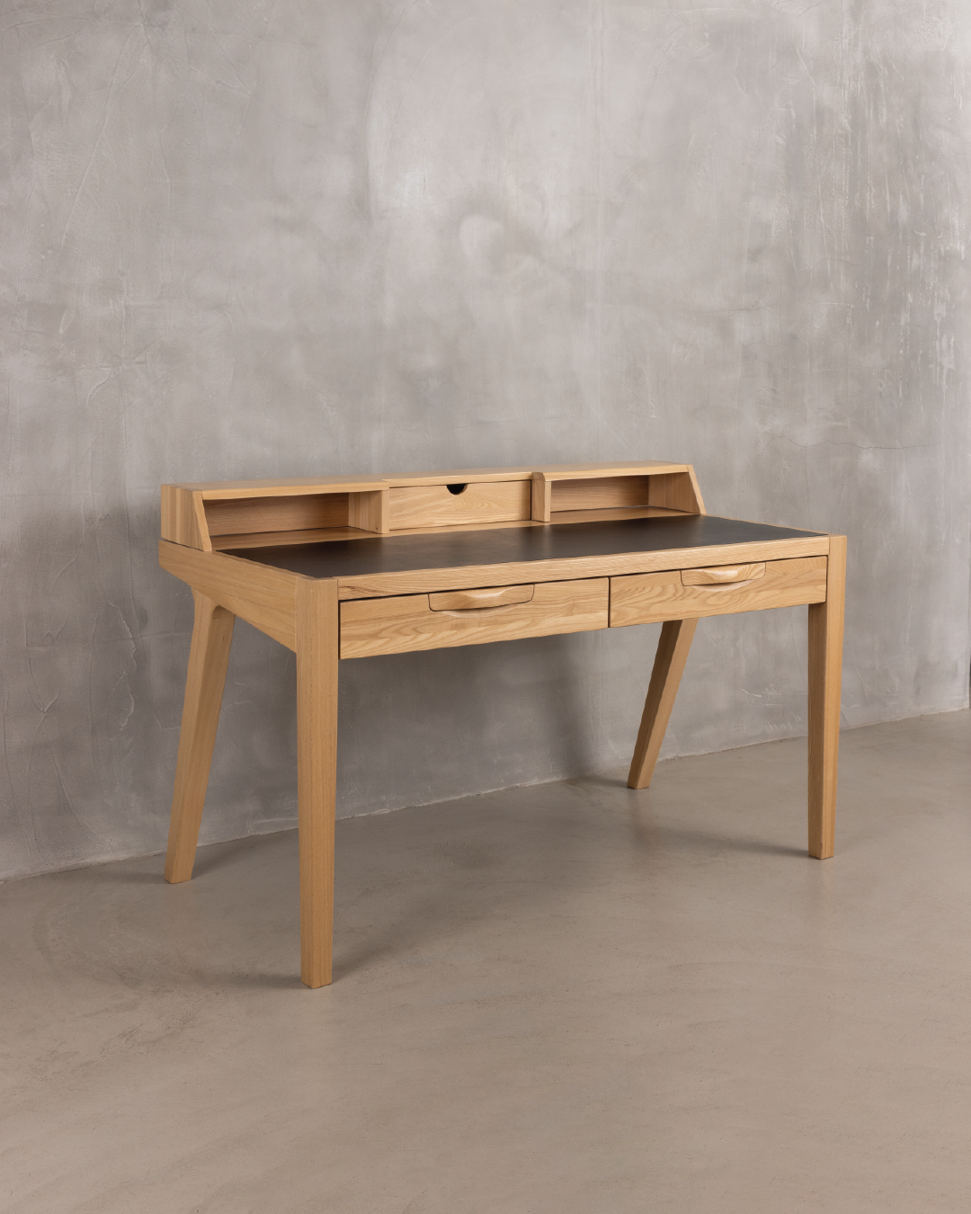 Writer's Desk Elm Black Leather