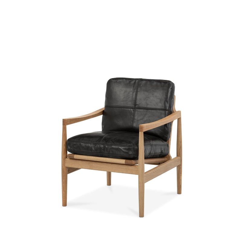 Den Armchair (Oak Frame/Black Leather)