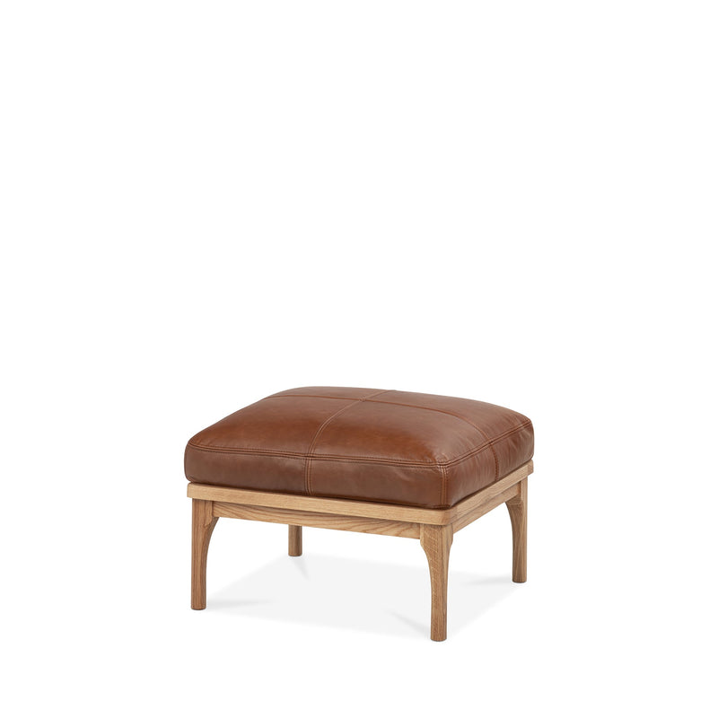 Den Footstool (Oak Frame/Brown Leather)