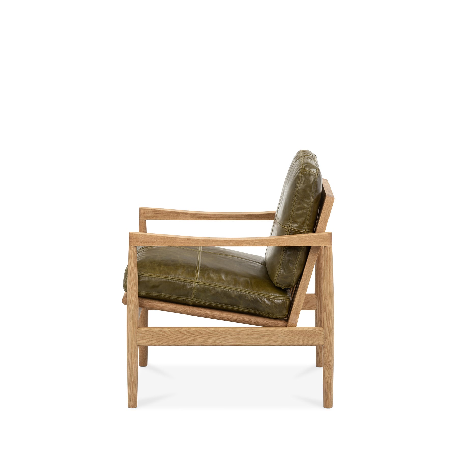 Den Armchair Oak Frame Green Leather