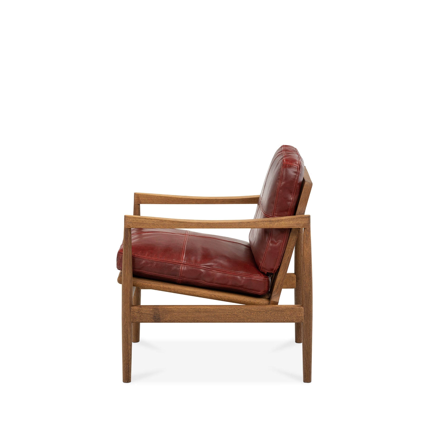 Den Armchair Walnut Frame Red Leather