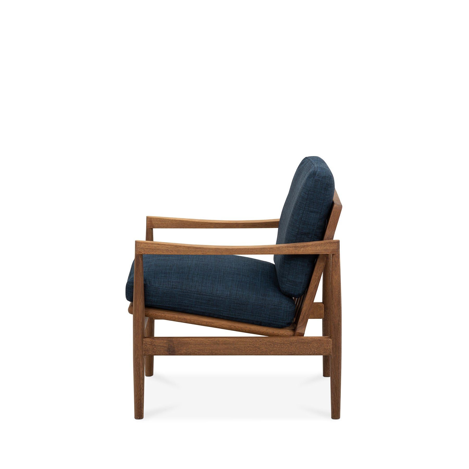 Den Armchair Walnut Frame Royal Blue Fabric
