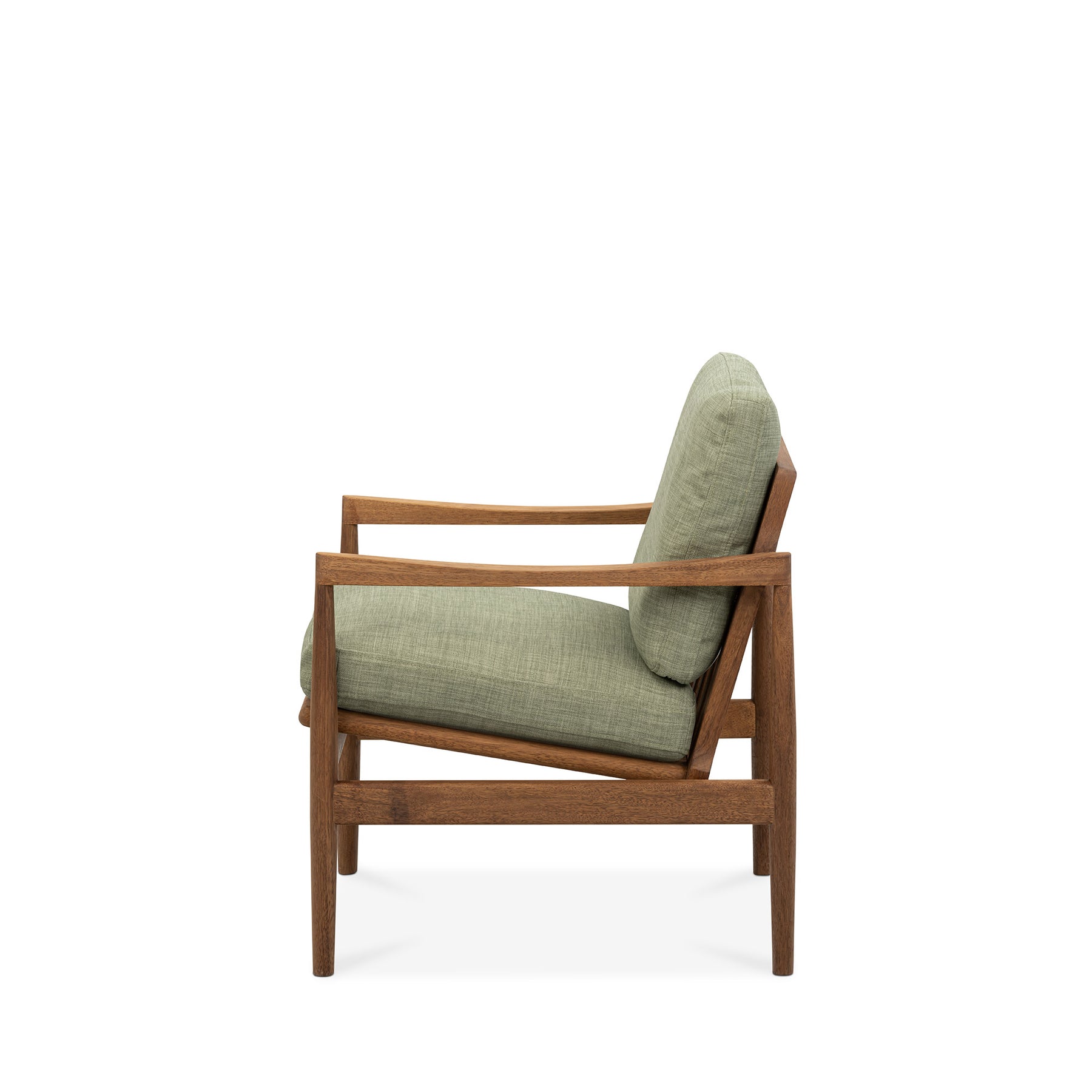 Den Armchair Walnut Frame Sage Green Fabric