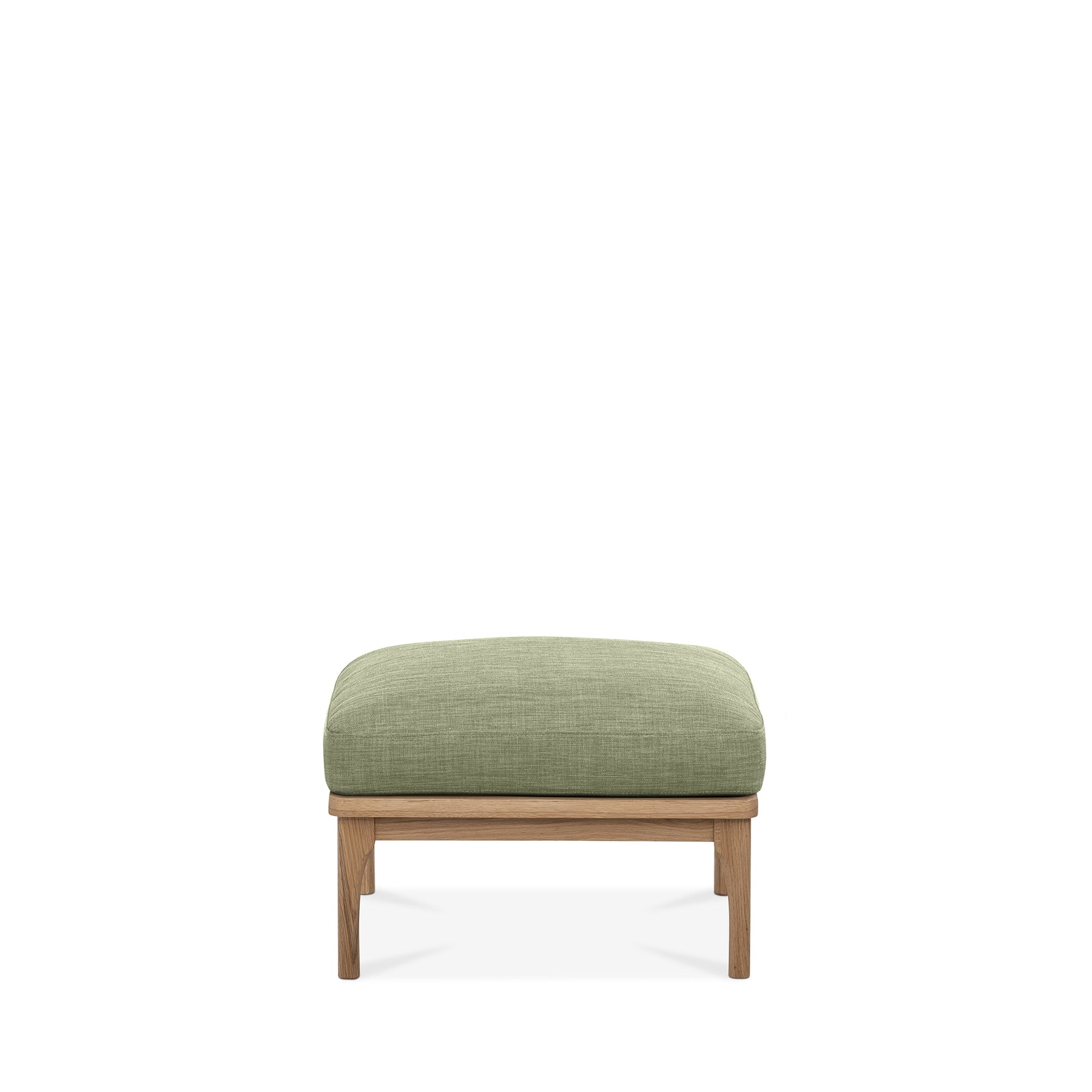 Den Footstool Oak Frame Sage Green Fabric