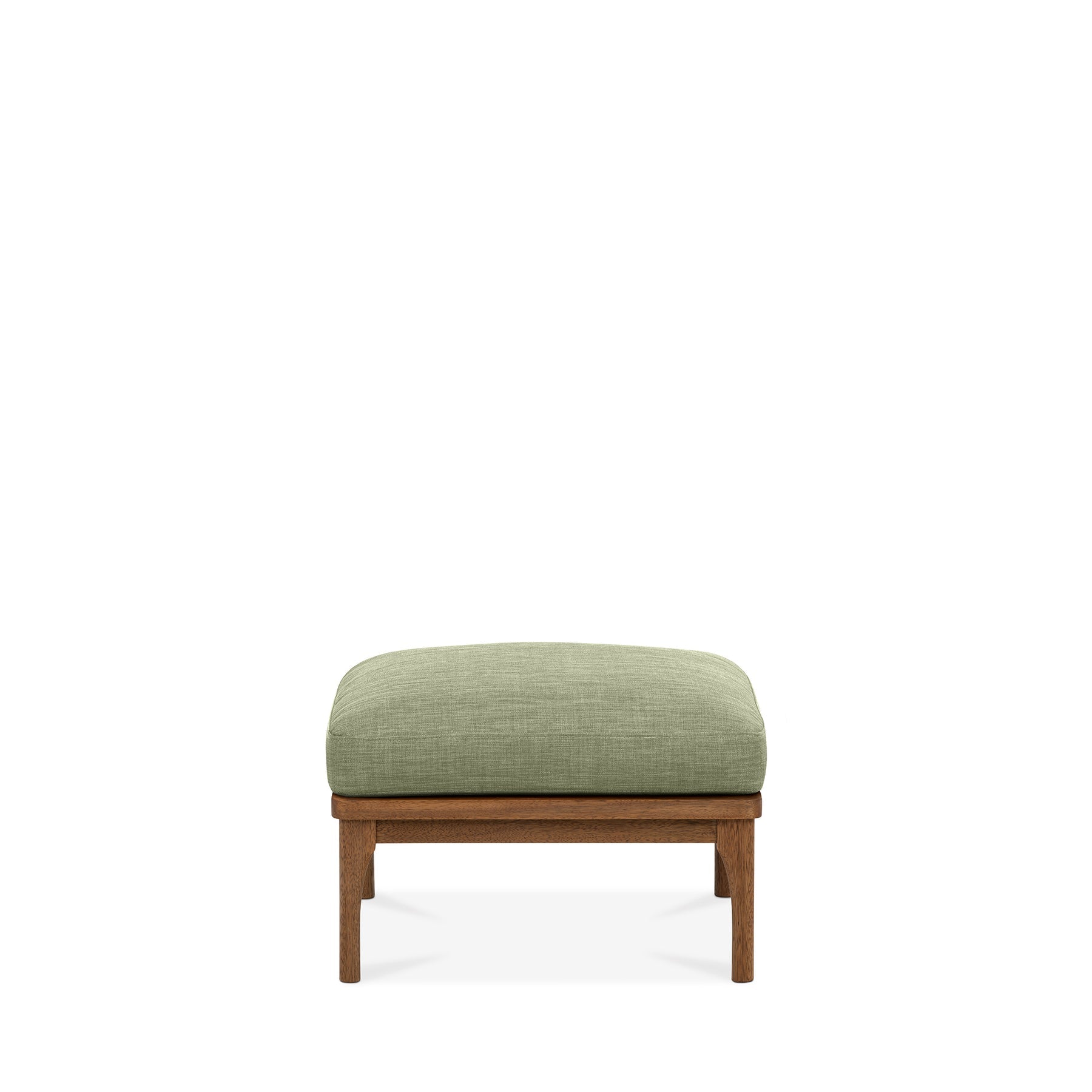 Den Footstool Walnut Frame Sage Green Fabric