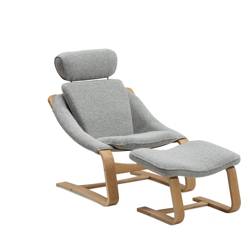 Kurva Lounge Chair with Ottoman - Grey Ash
