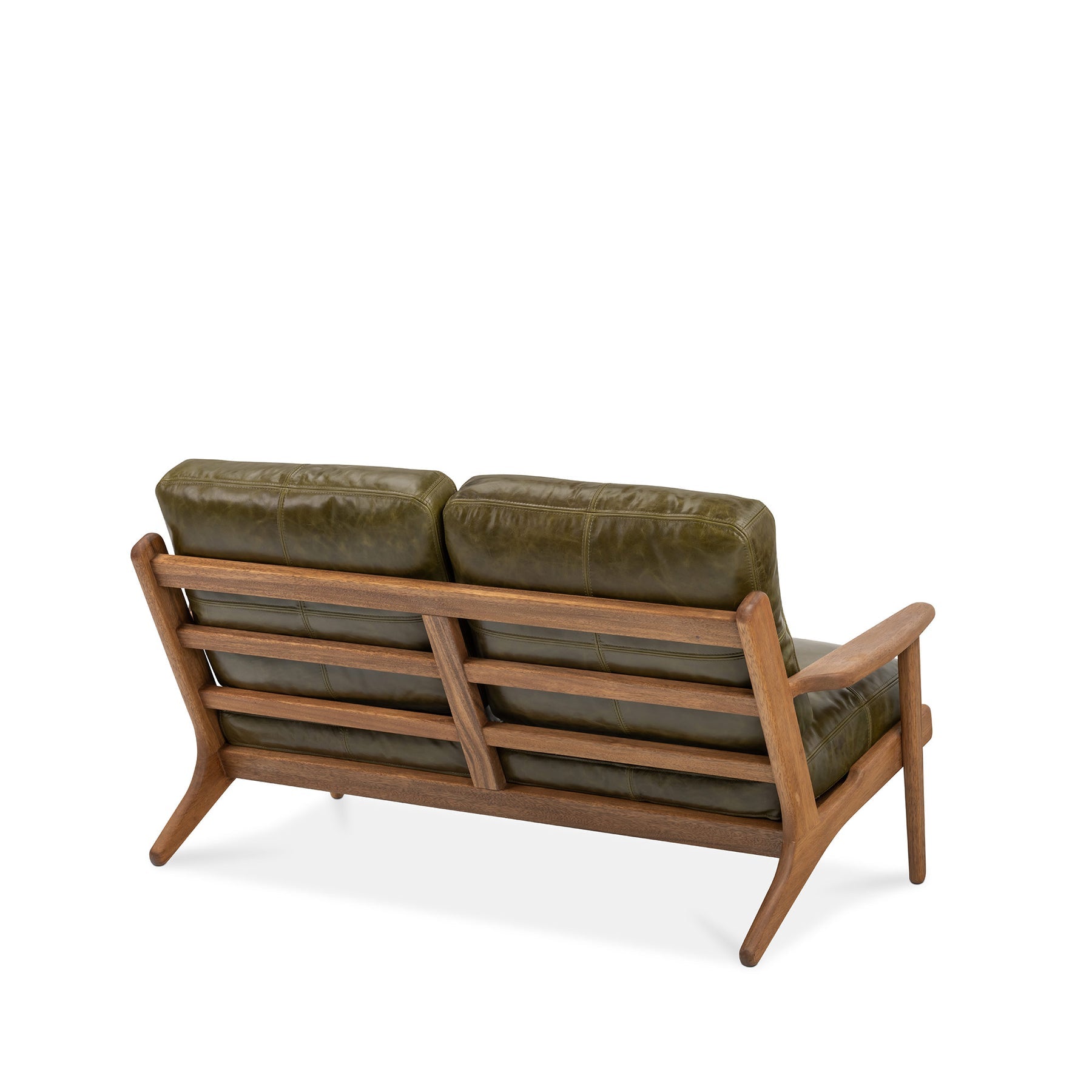 Map 2 Seat Sofa Walnut Frame Green Leather