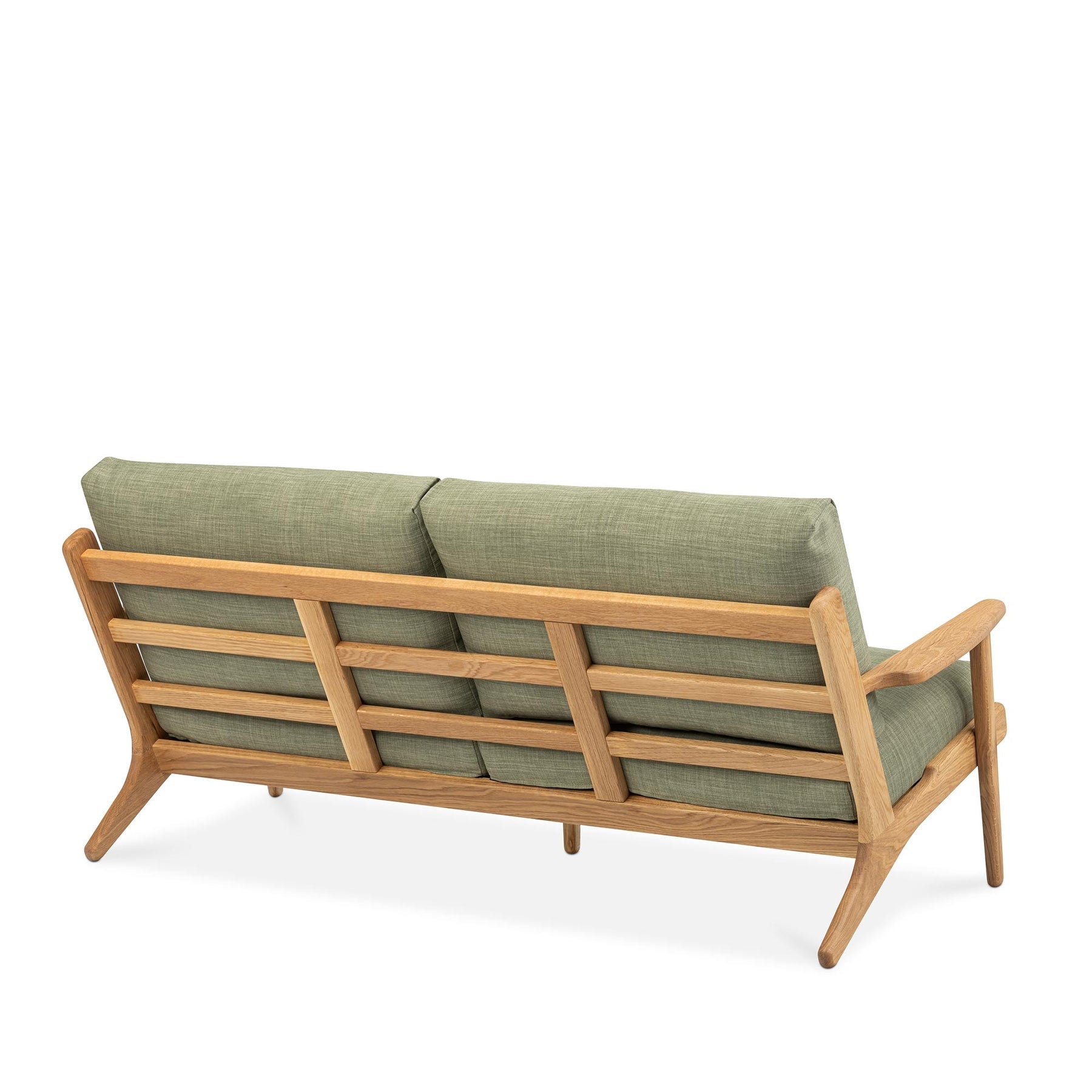 Map 3 Seat Sofa Oak Frame Sage Green Fabric