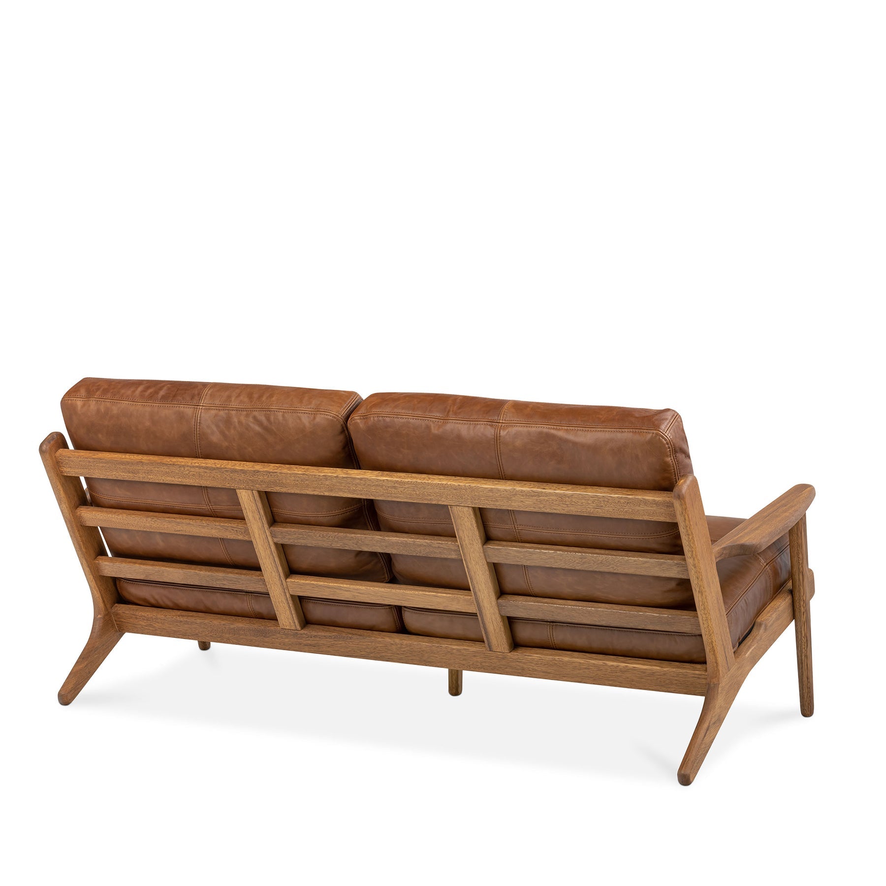 Map 3 Seat Sofa Walnut Frame Brown Leather