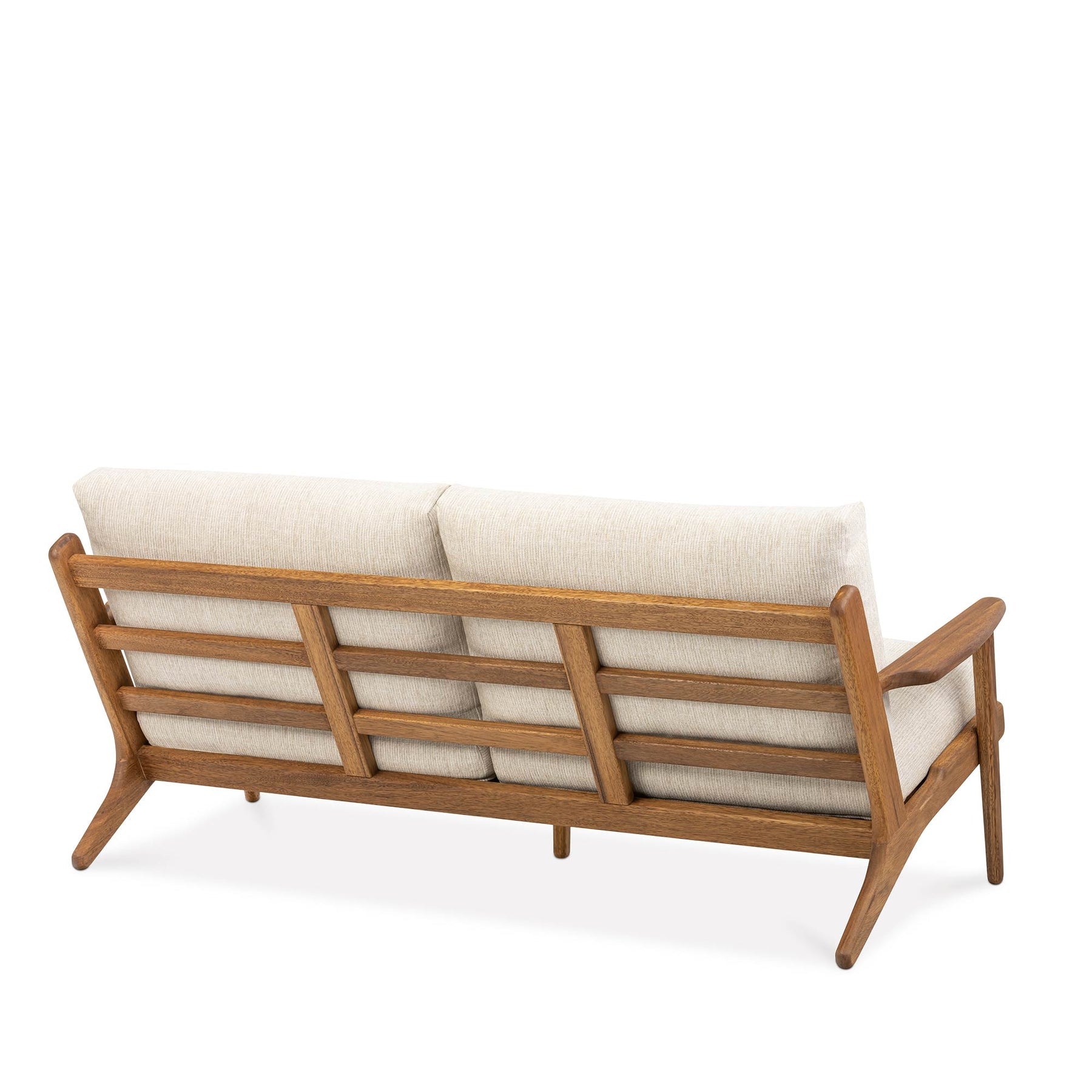Map 3 Seat Sofa Walnut Frame Sandstone Fabric