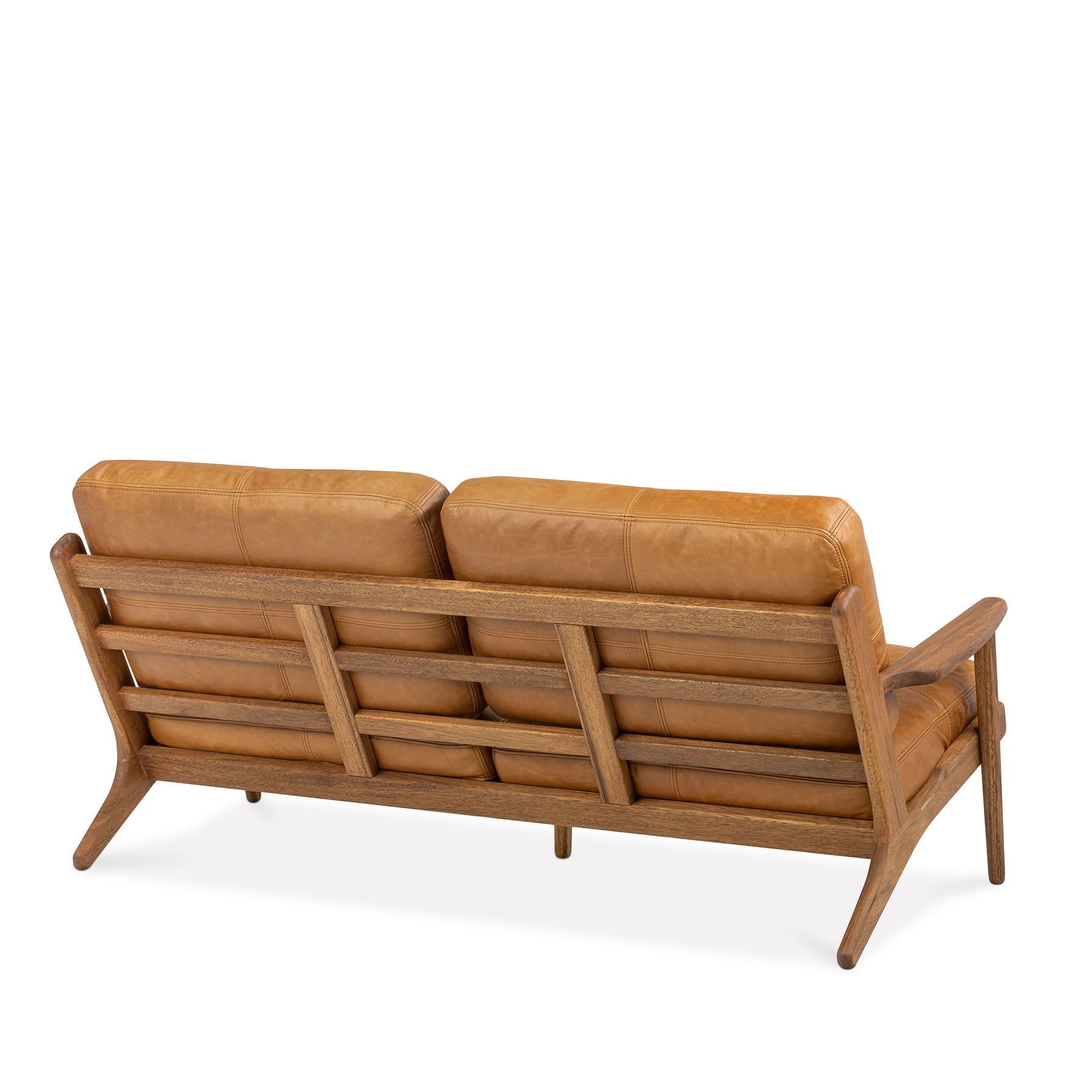 Map 3 Seat Sofa Walnut Frame Tan Leather