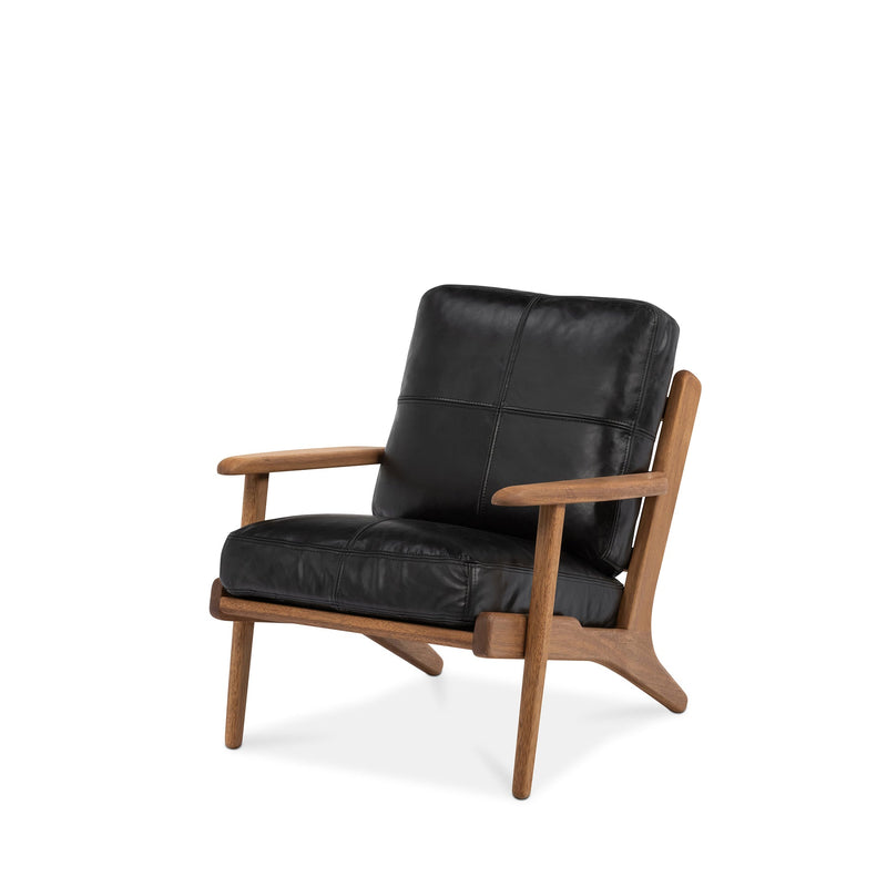 Map Armchair (Walnut Frame/Black Leather)