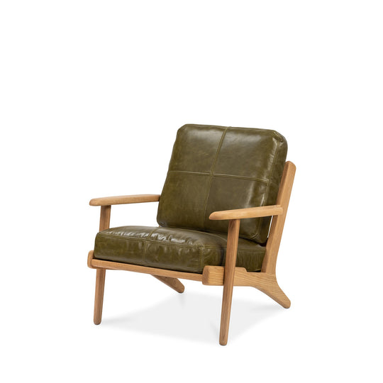 Map Armchair (Oak Frame/Green Leather)