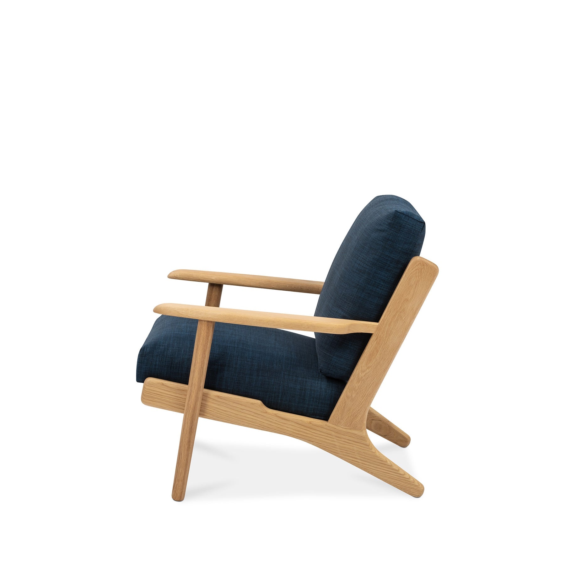 Map Armchair Oak Frame Royal Blue Fabric