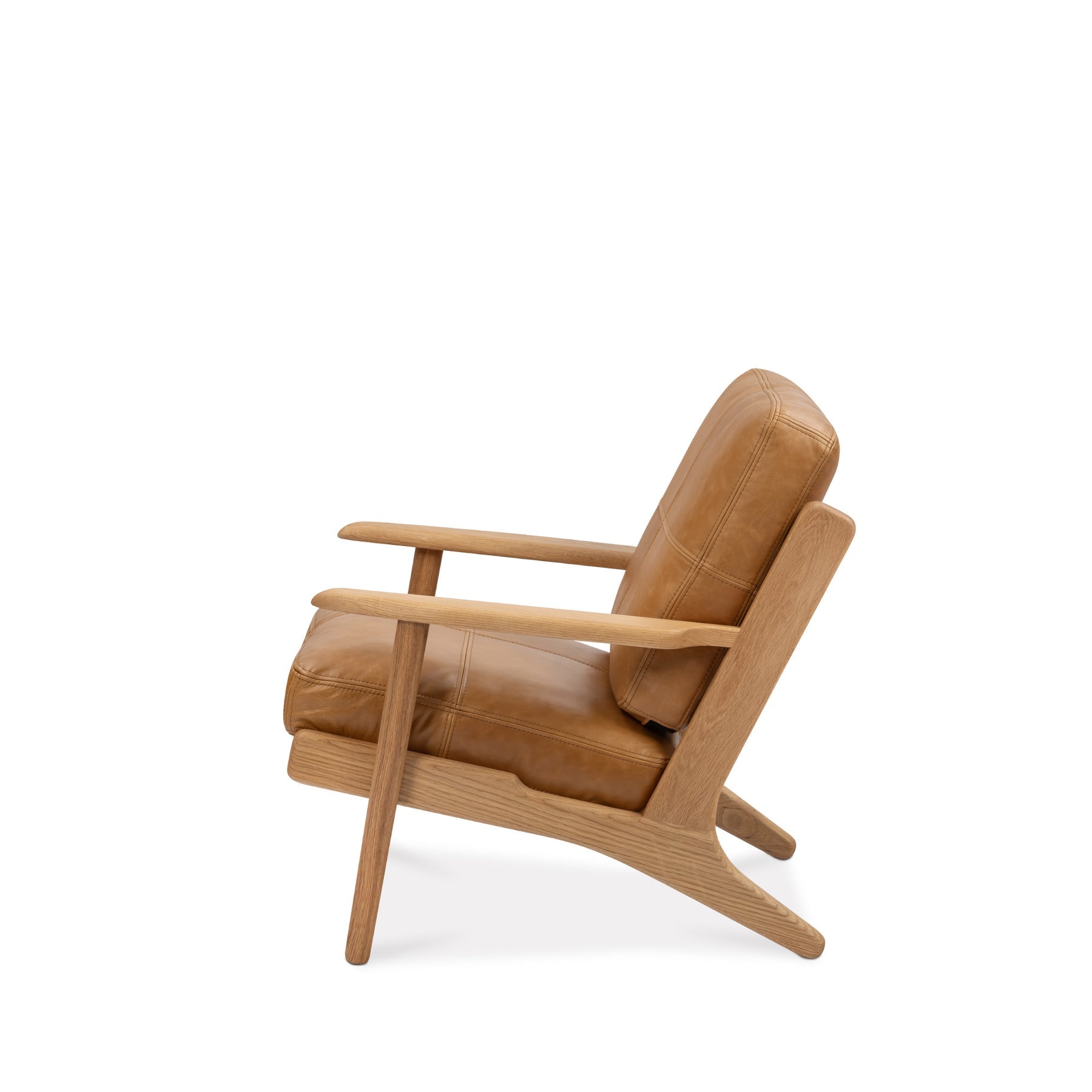 Map Armchair Oak Frame Tan Leather
