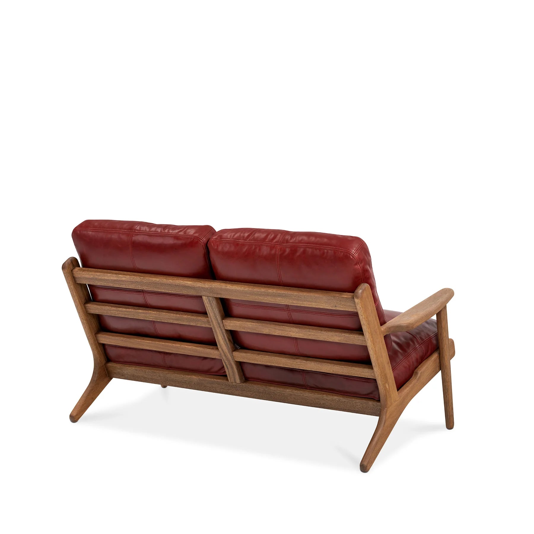 Map 2 Seat Sofa Walnut Frame Red Leather
