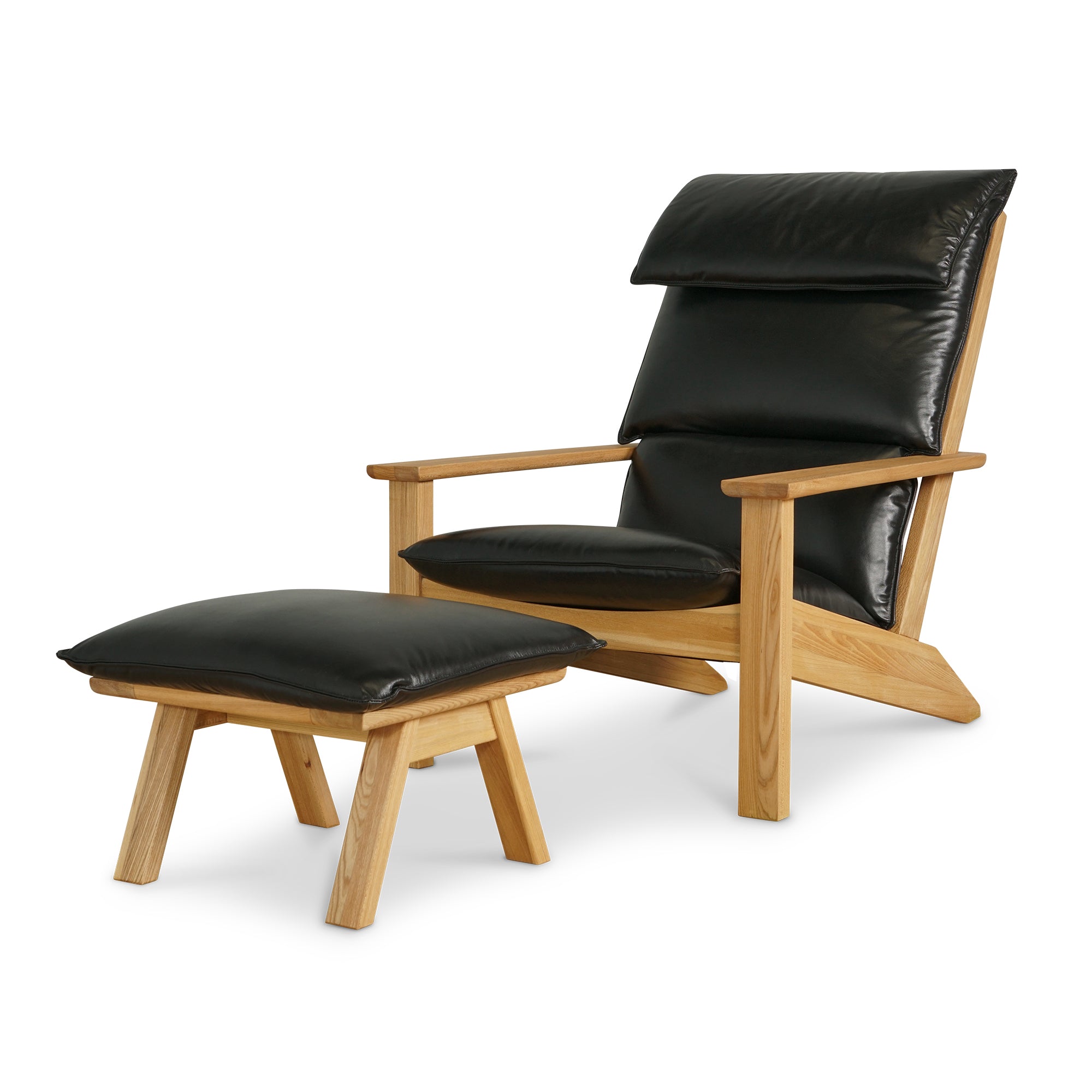 Nord Black Leather Ottoman