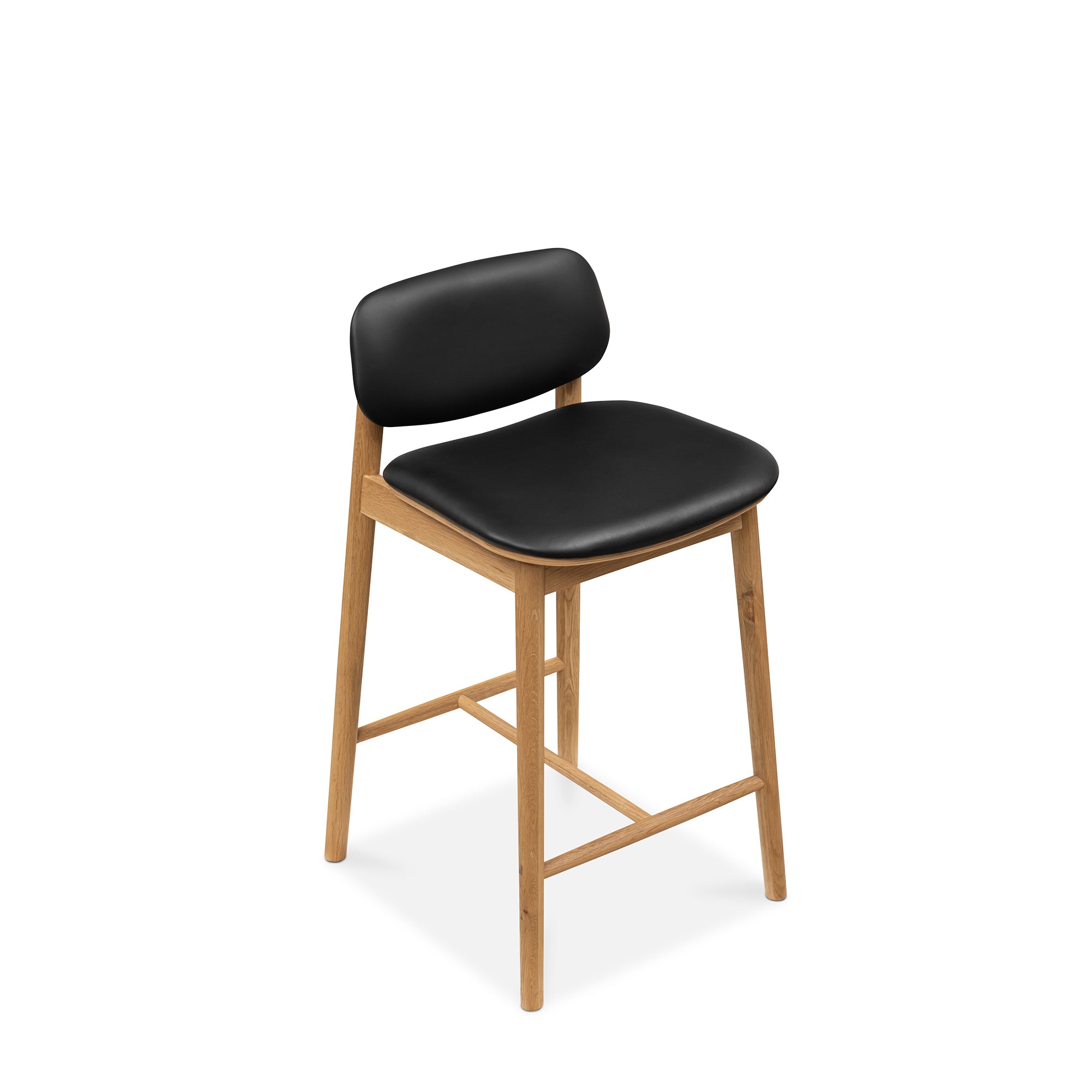 Arna 01 Bar Stool Oak Oiled - Black Leather