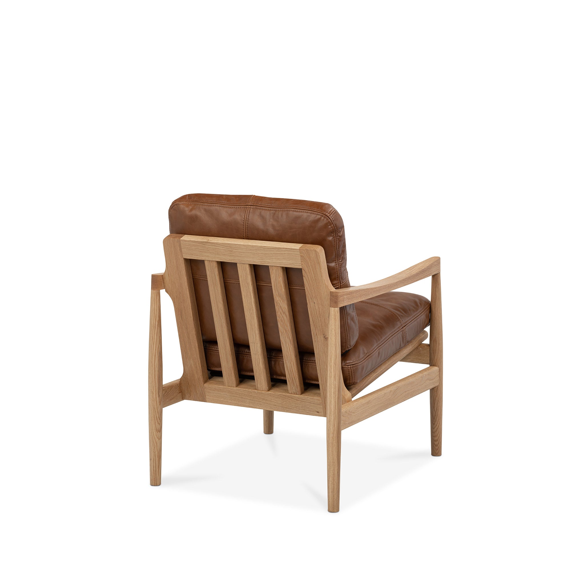 Den Armchair Oak Frame Brown Leather