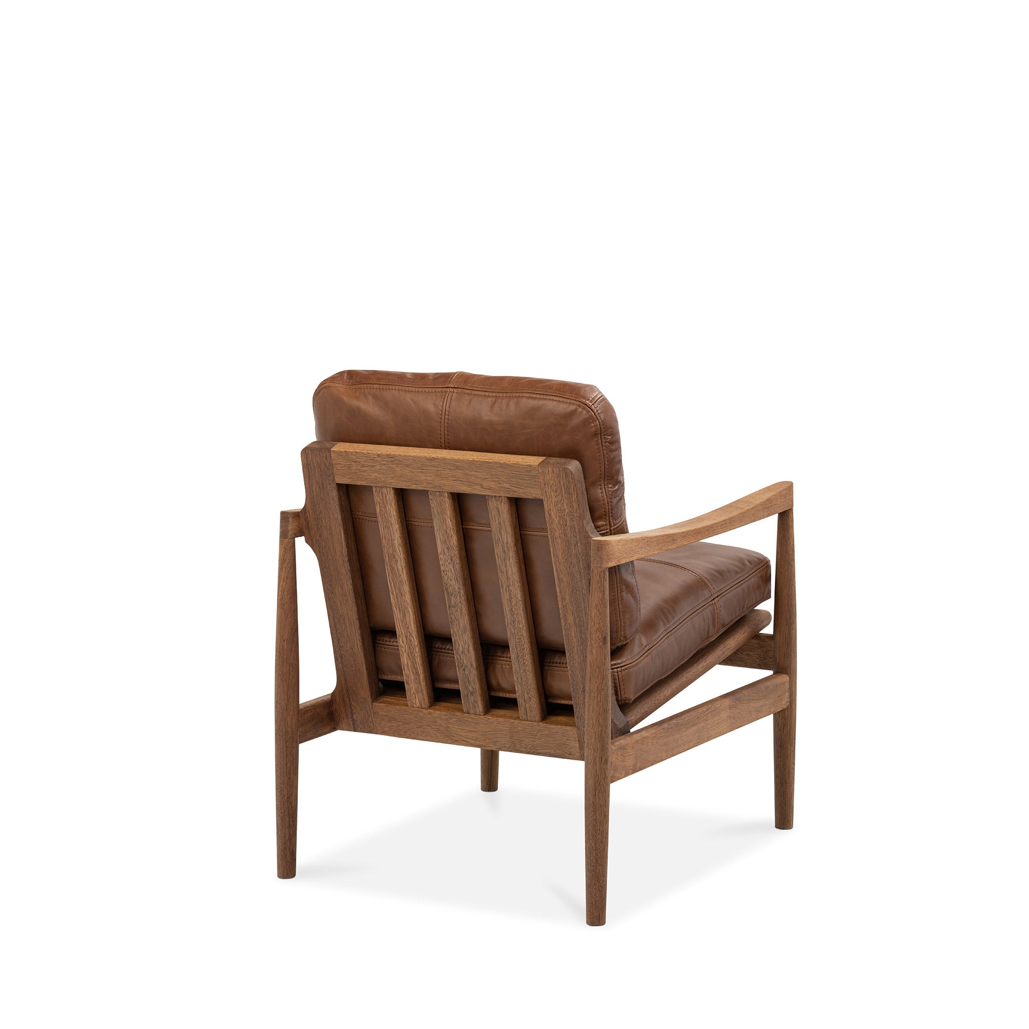 Den Armchair Walnut Frame Brown Leather