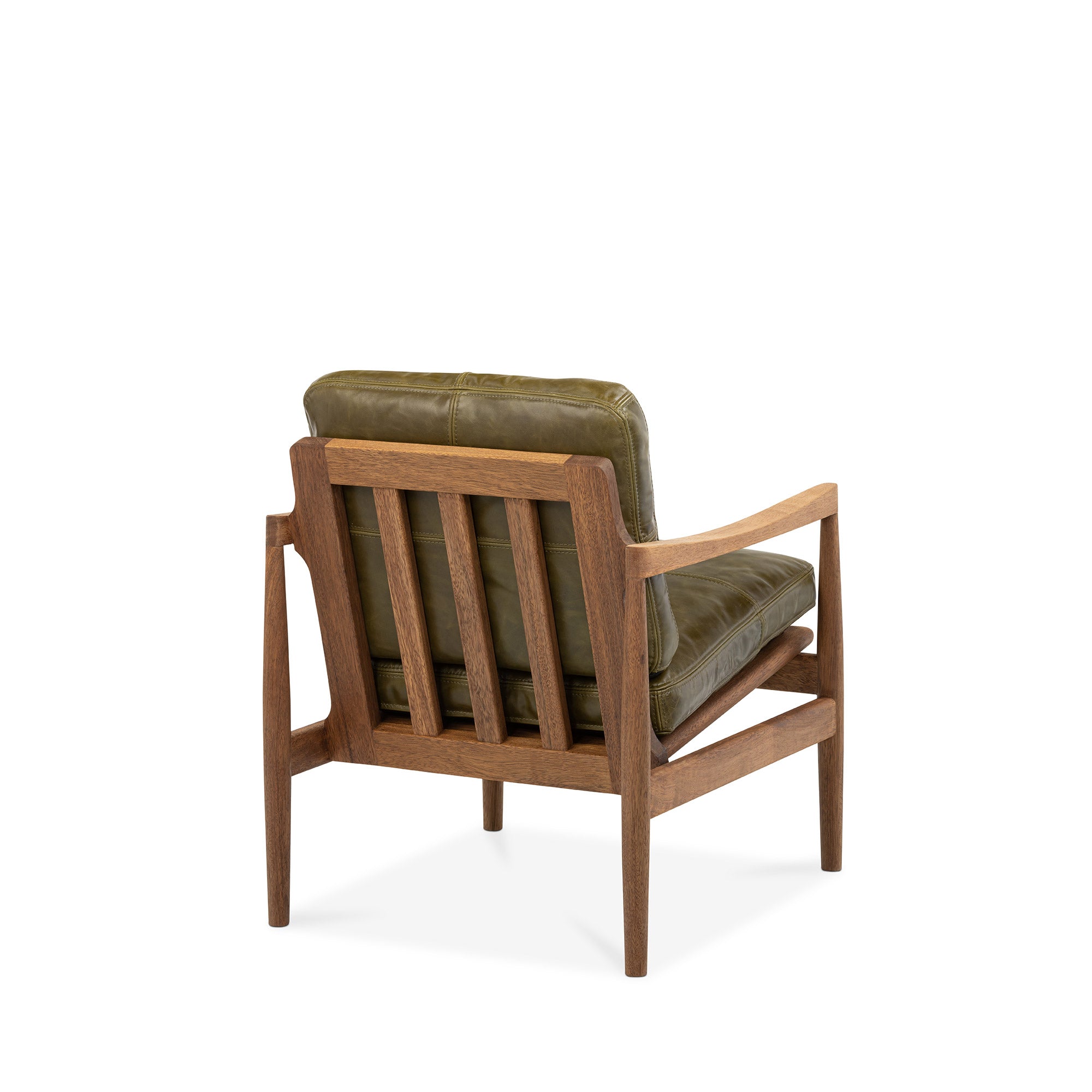 Den Armchair Walnut Frame Green Leather