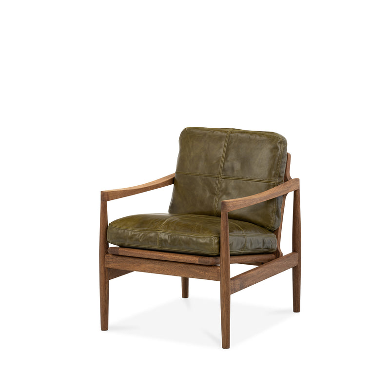 Den Armchair (Walnut Frame/Green Leather)