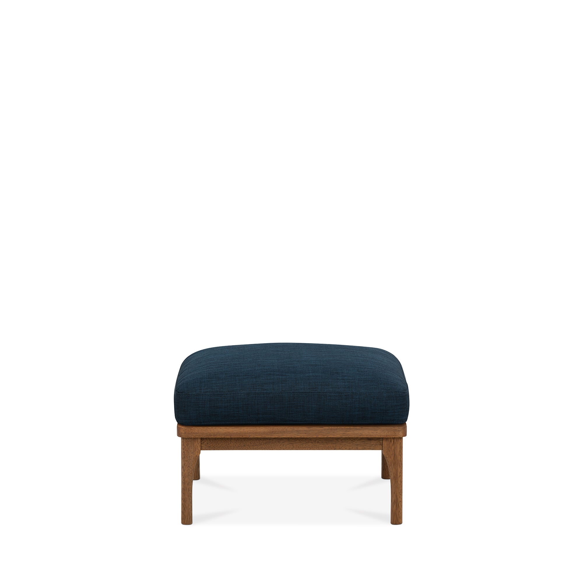 Den Footstool Walnut Frame Royal Blue Fabric