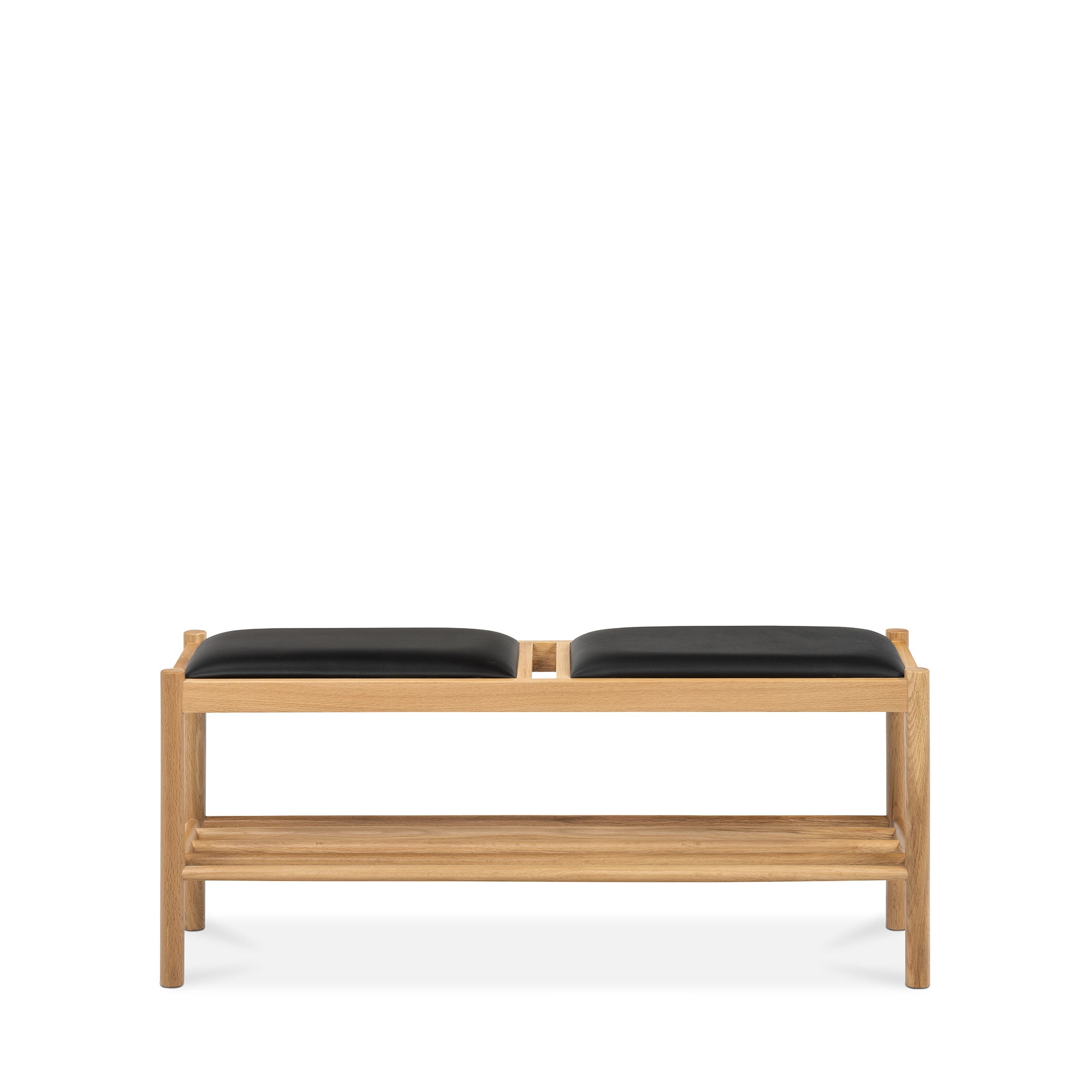 Forest Oak Black Leather Dining Bench