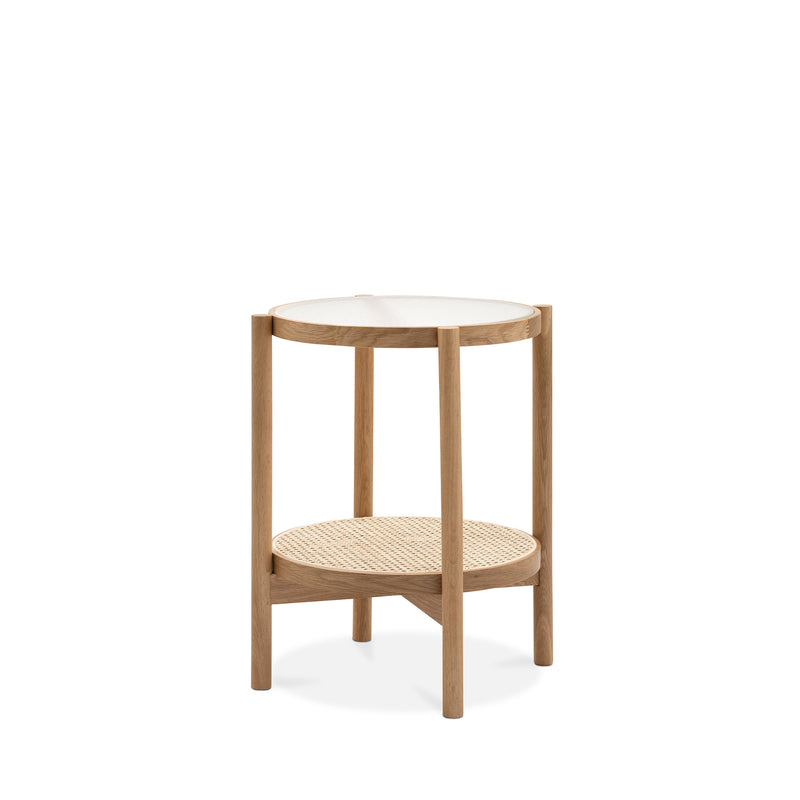 Forest Oak & Rattan Round Side Table