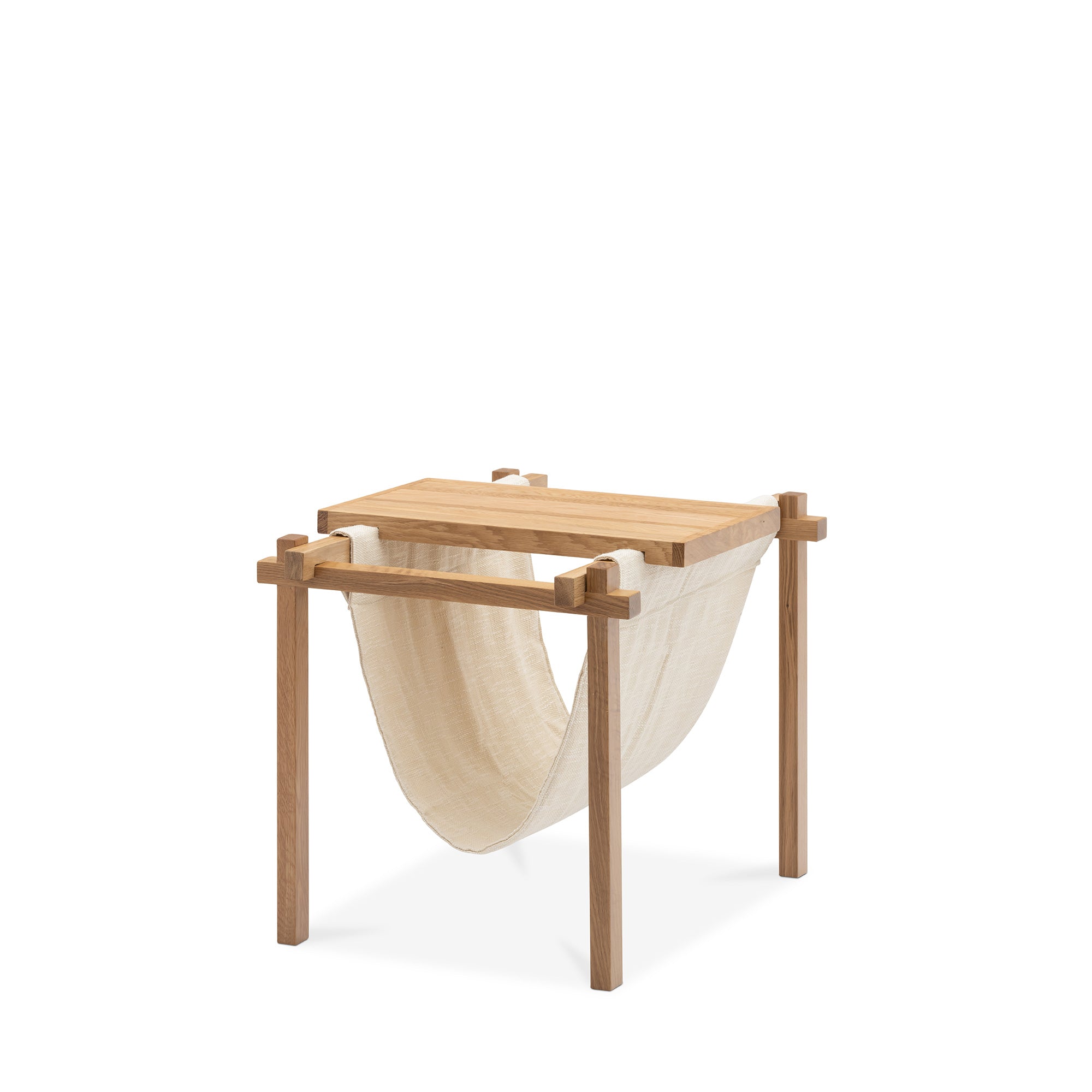 Forest Oak Side Table/Fabric Magazine Holder
