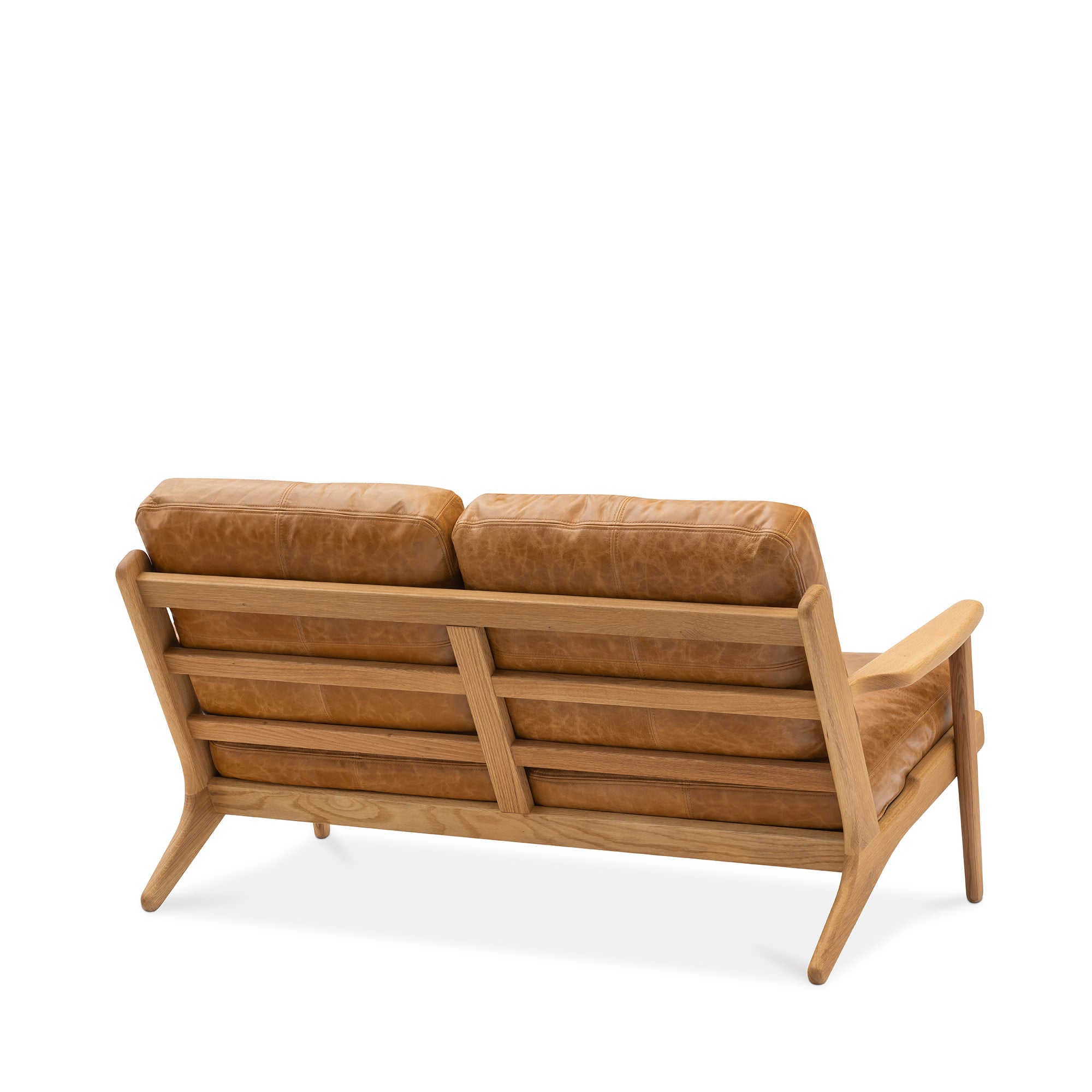 Map 2 Seat Sofa Oak Frame Tan Leather