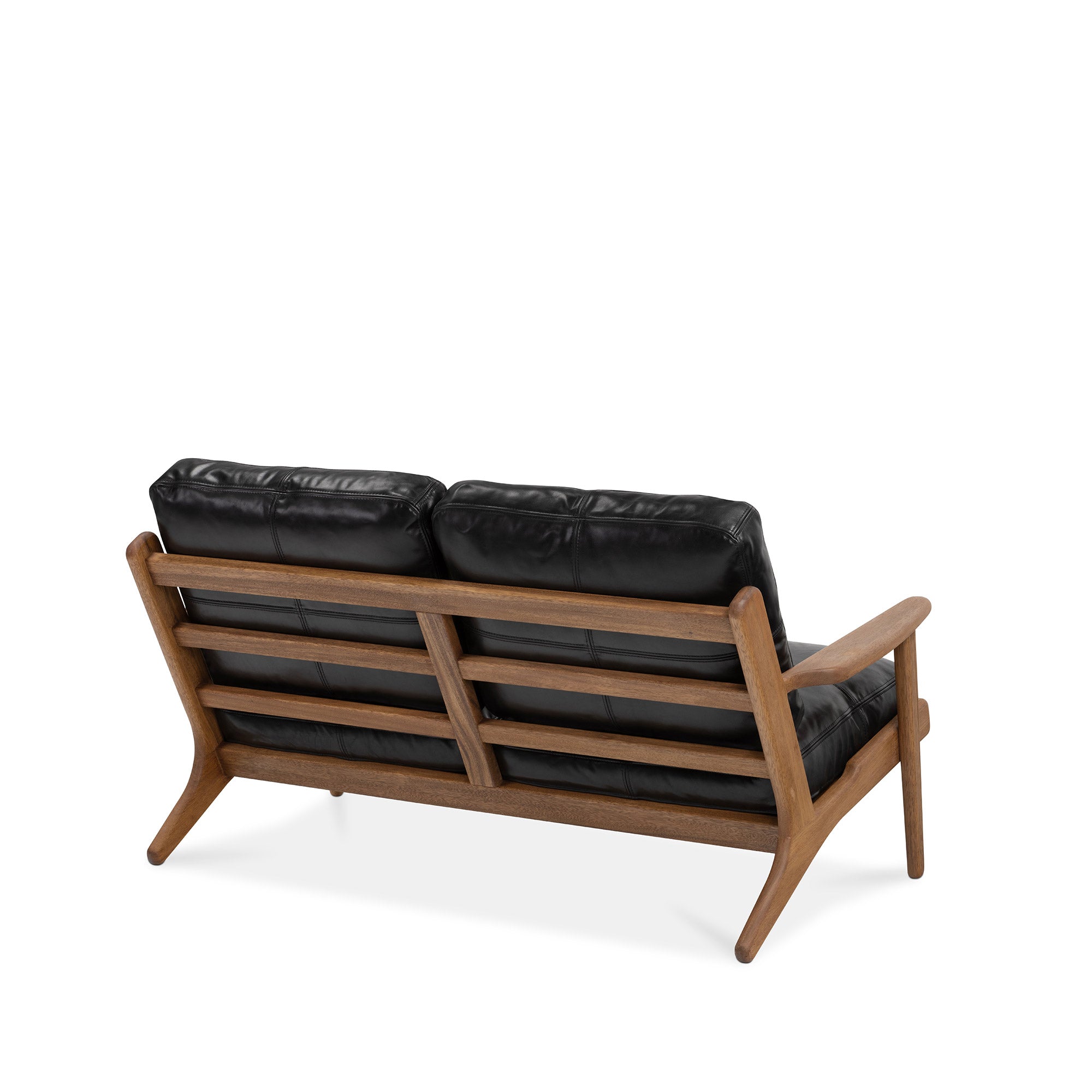 Map 2 Seat Sofa Walnut Frame Black Leather