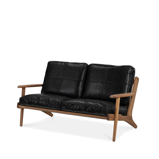 Map 2 Seat Sofa (Walnut Frame/Black Leather)