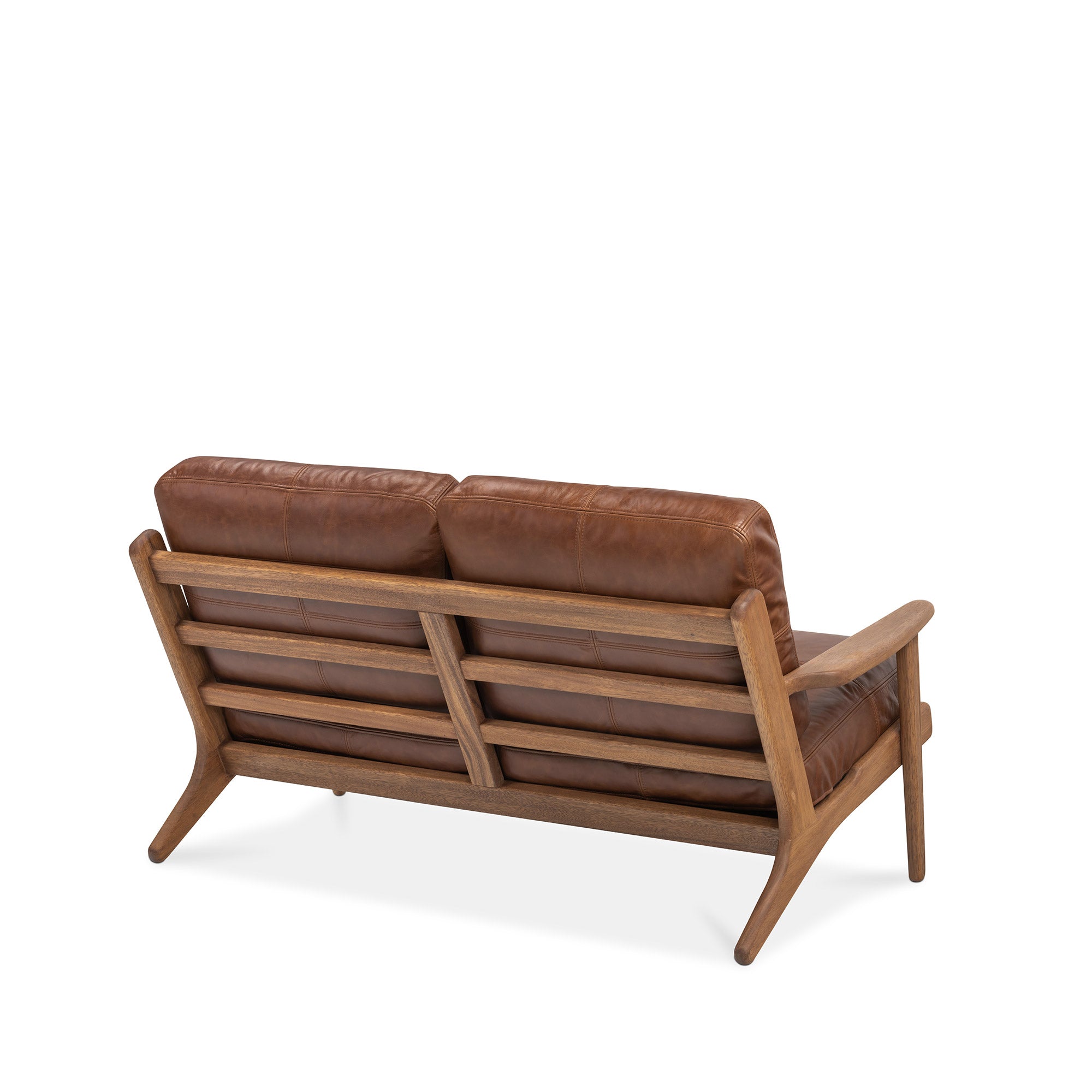 Map 2 Seat Sofa Walnut Frame Brown Leather