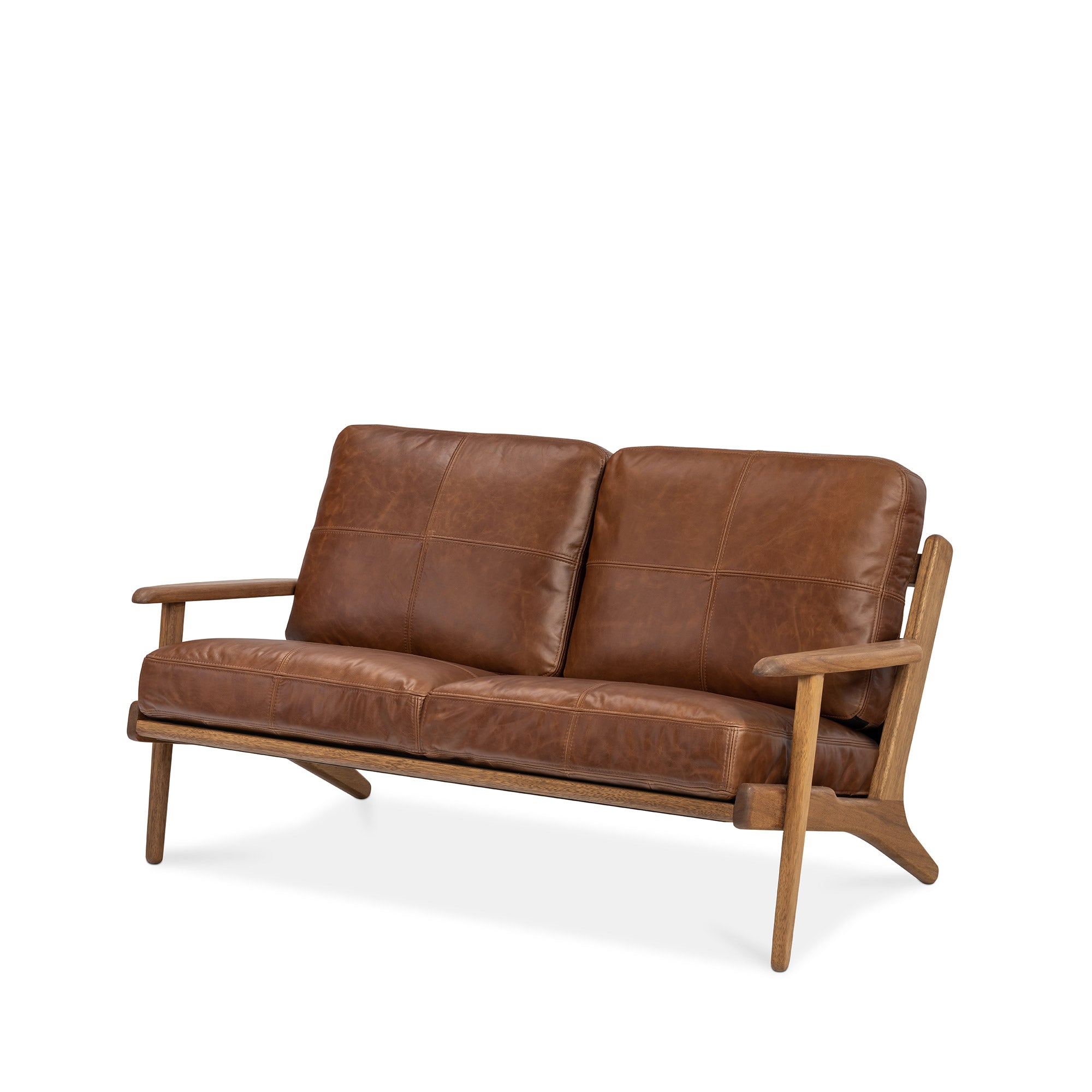 Map 2 Seat Sofa (Walnut/Brown Leather)