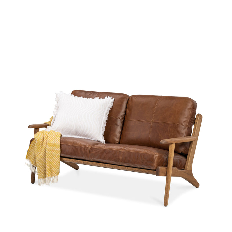 Map 2 Seat Sofa (Walnut Frame/Brown Leather)